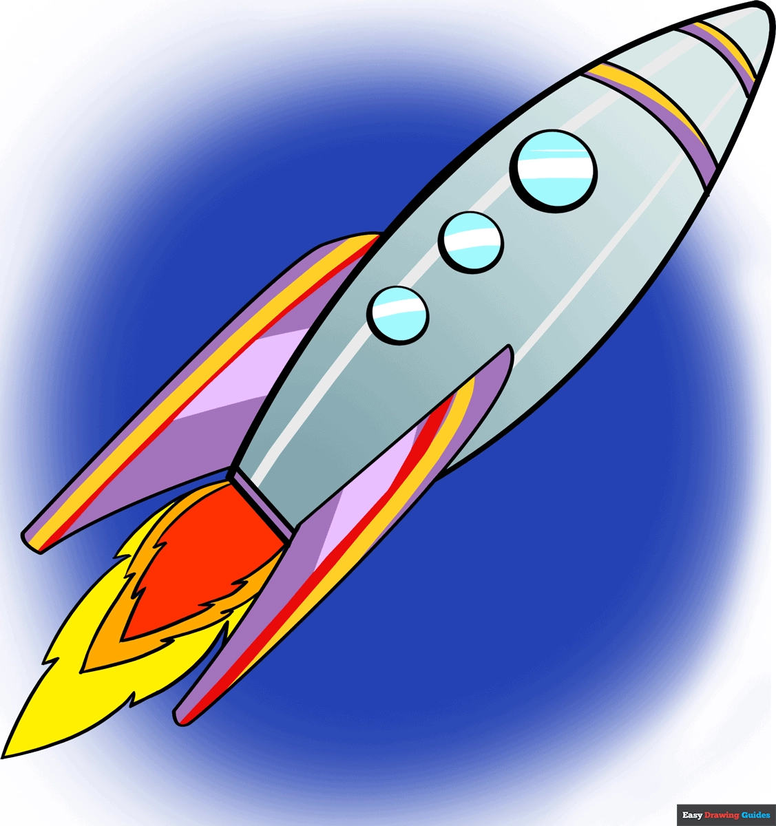 How To Draw A Rocket Ship EASY Step By Step Tutorial Easy Drawing Guides