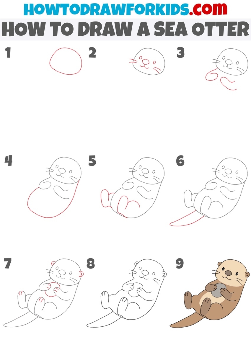 How To Draw A Sea Otter Easy Drawing Tutorial For Kids How To Draw A Sea Otter Easy Drawing Tutorial For Kids