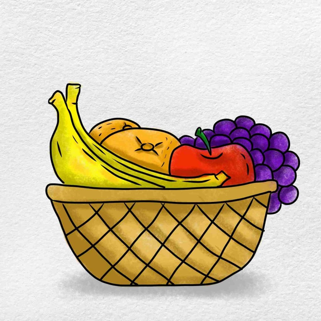 drawing of fruits in a bowl