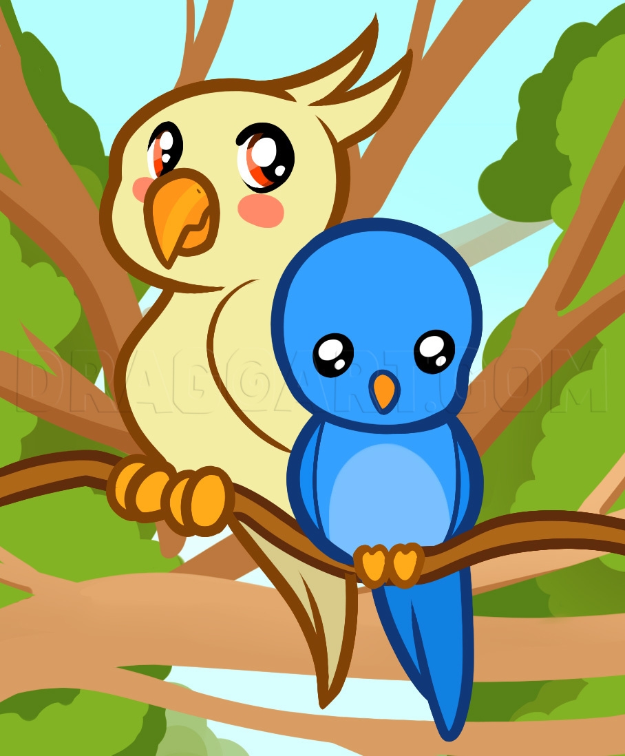 How To Draw Parrots For Kids Drawing Step By Step By Dawn DragoArt