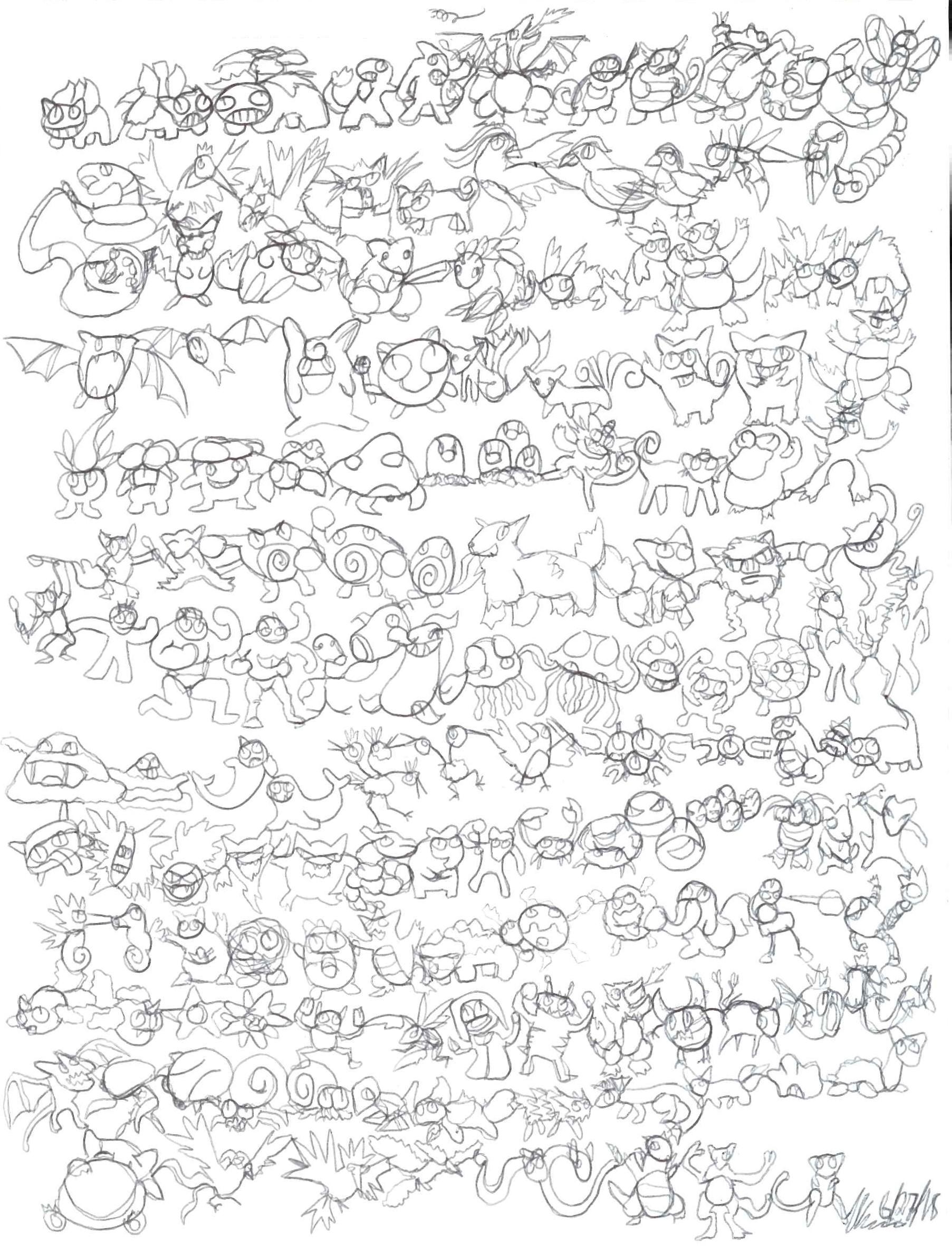 I Drew 151 Pokemon From Memory Without Lifting My Pen I m Sorry R Pokemon