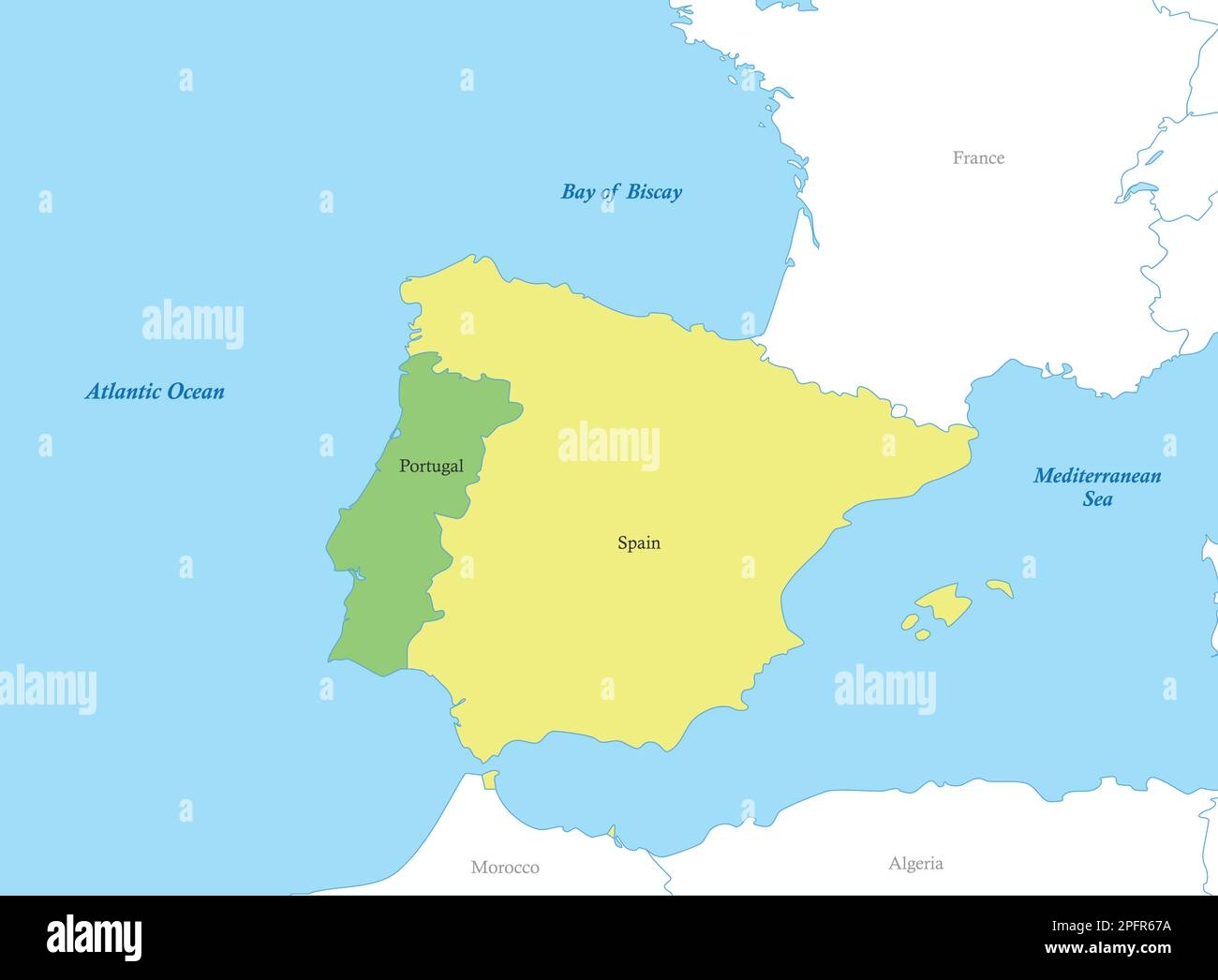 Iberian Peninsula Map Portugal Spain Stock Vector Images Alamy