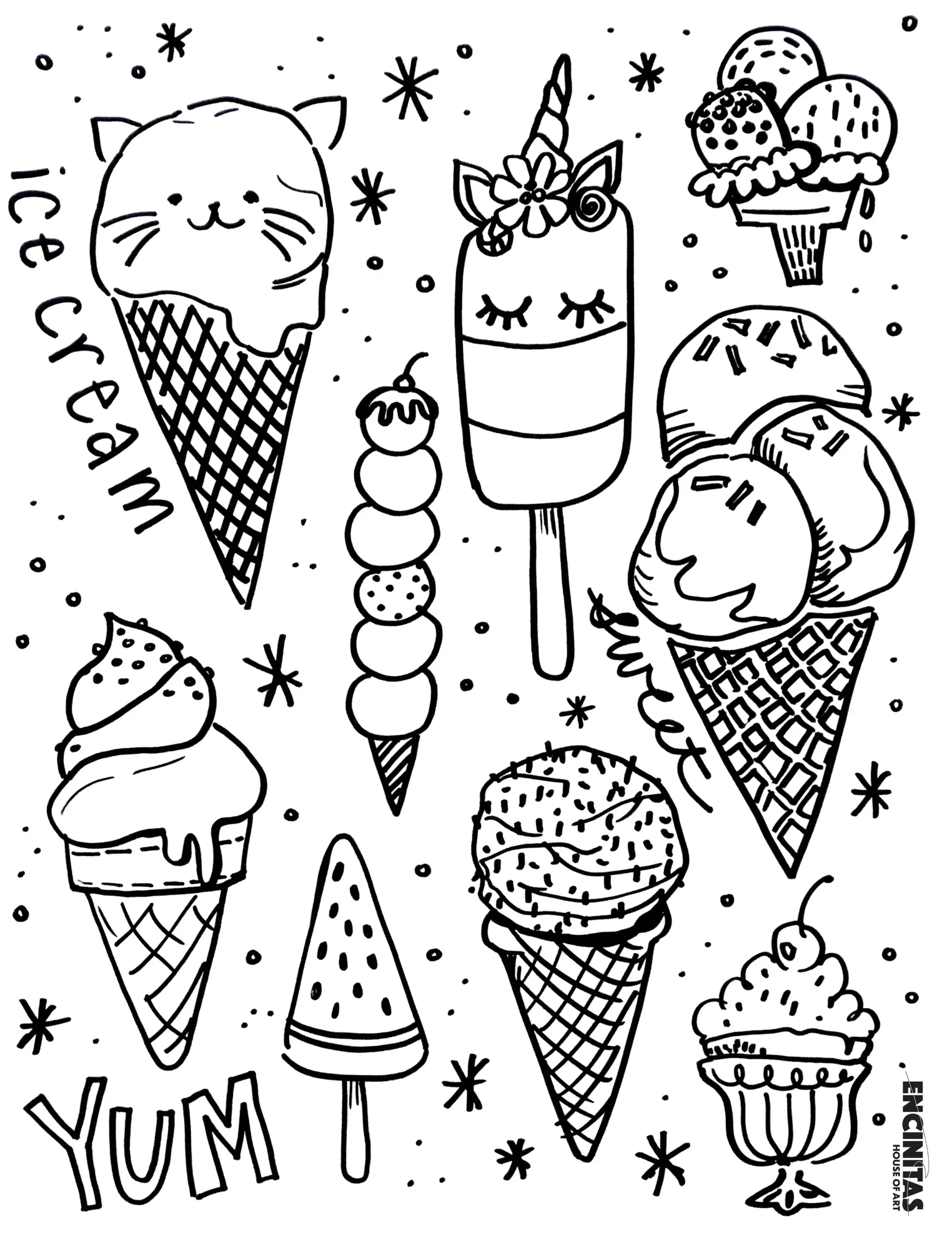 Ice Cream Coloring Page Encinitas House Of Art