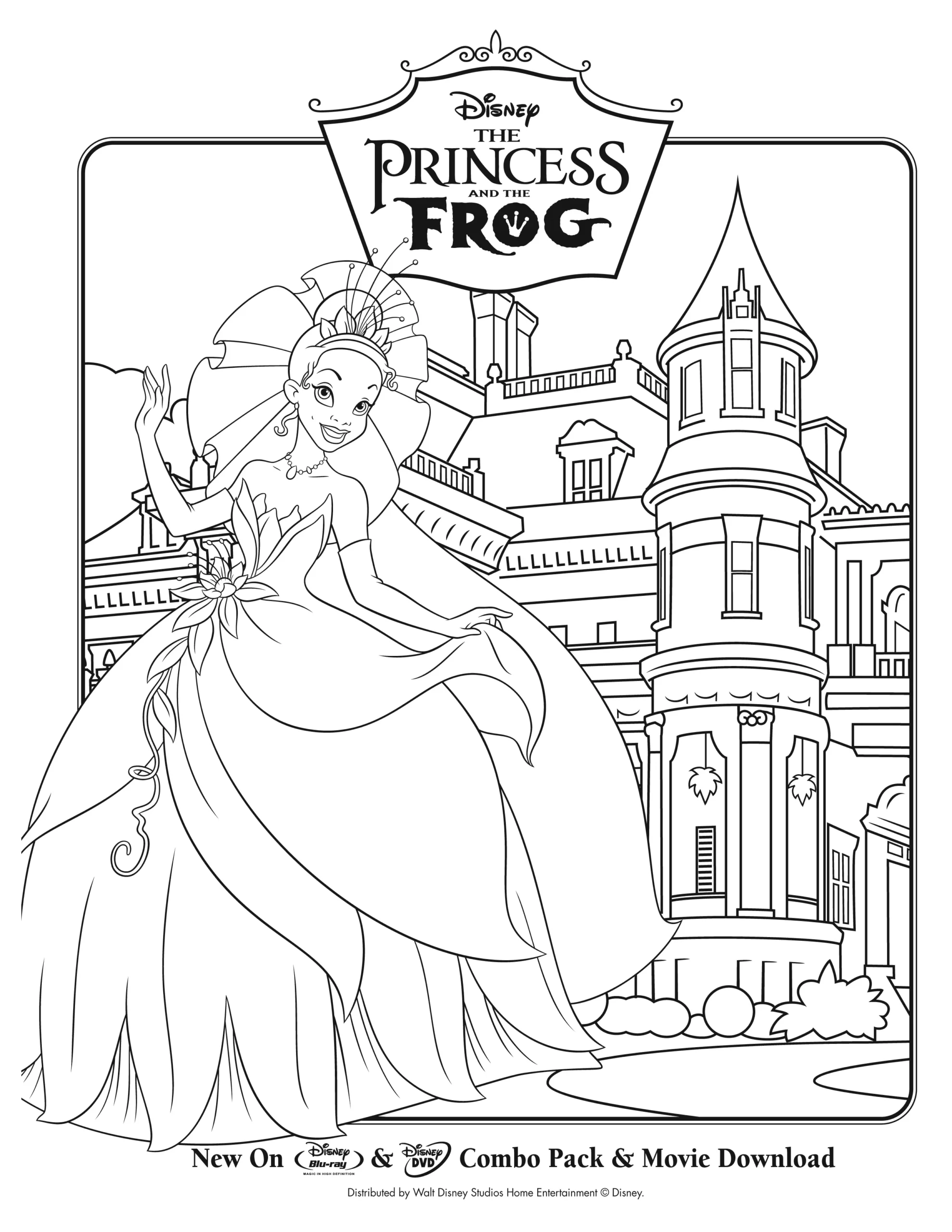 Image Of The Princess And The Frog To Print And Color The Princess And The Frog Coloring Pages
