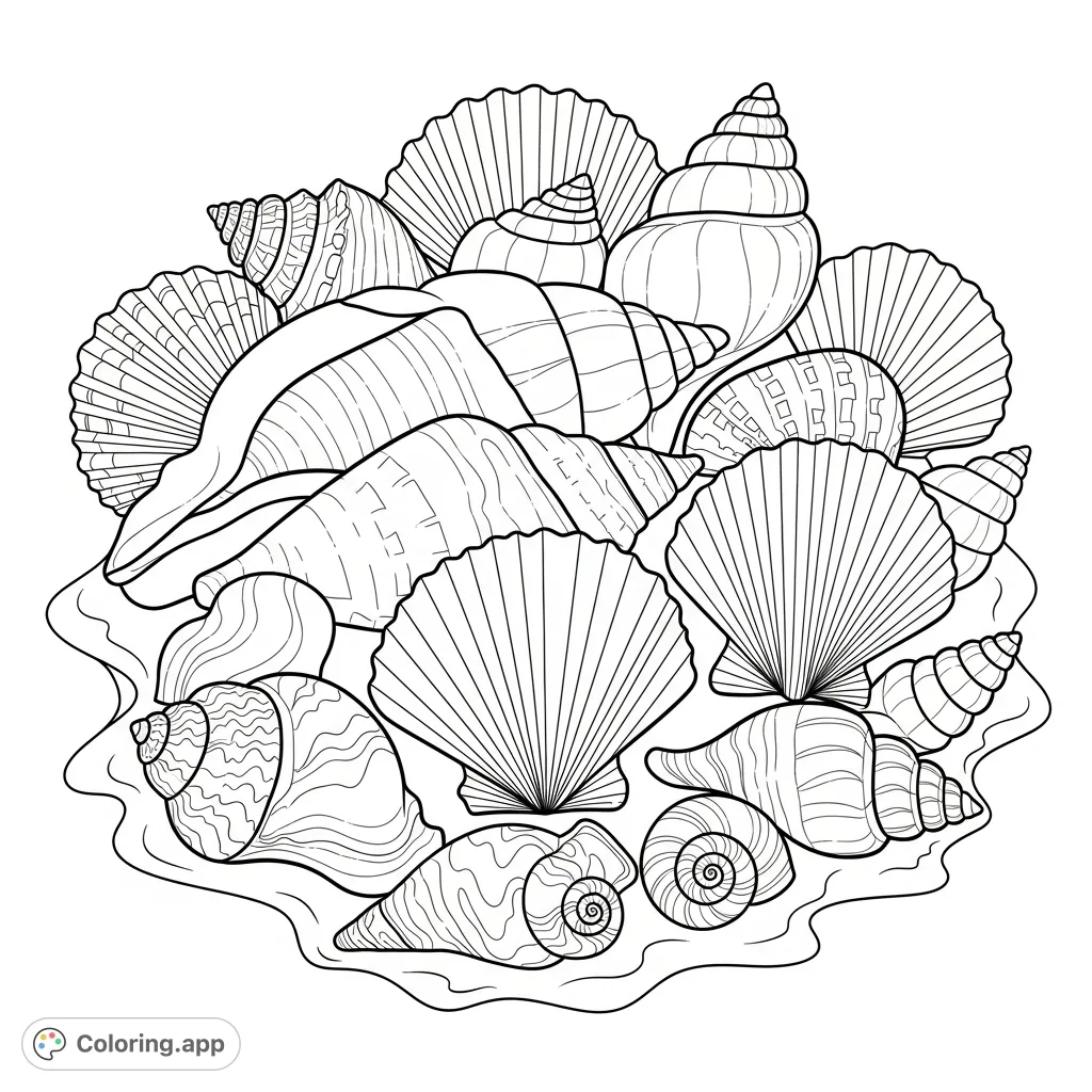 sea shells pictures to color