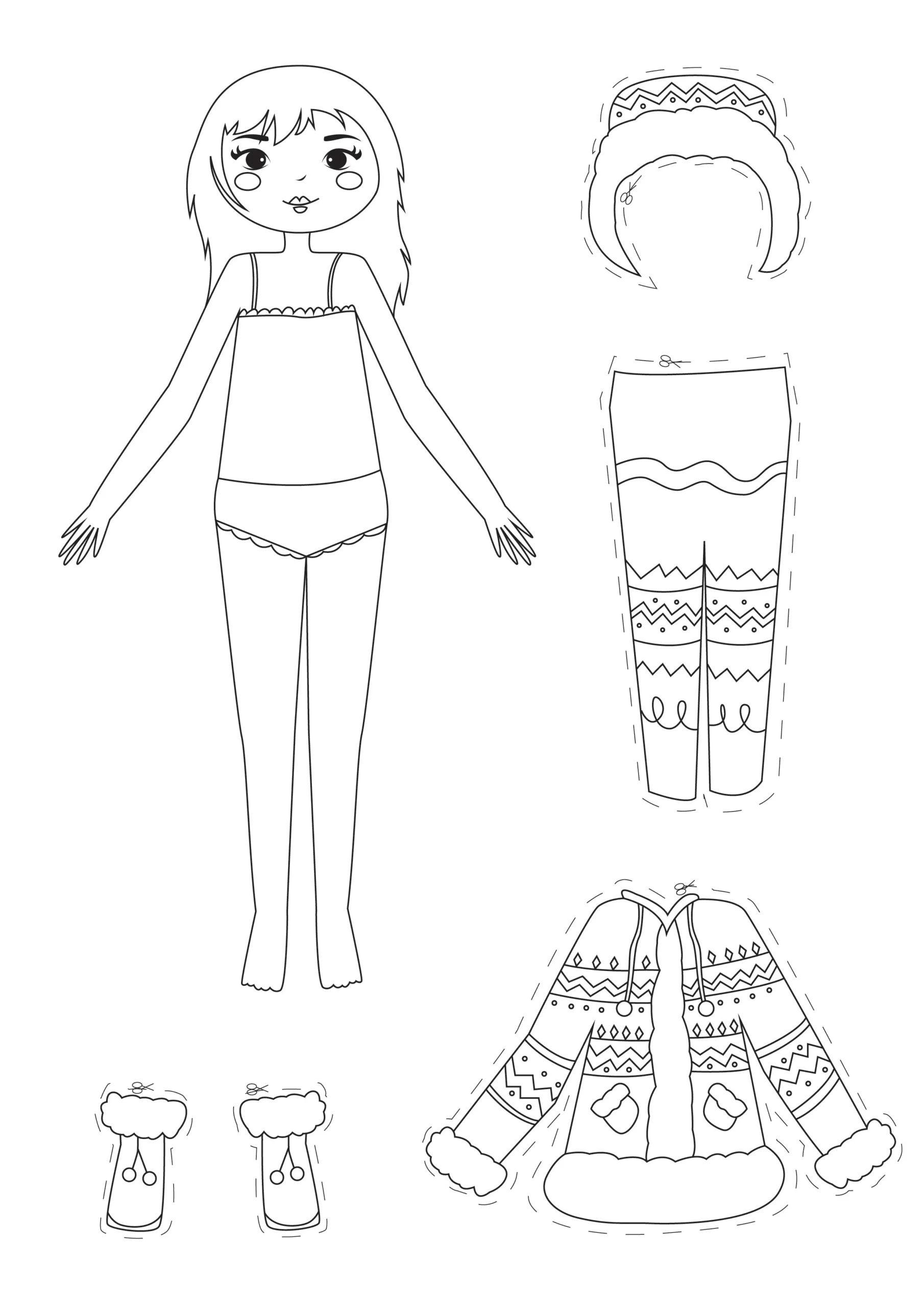 Inuit Paper Dolls With Nice Warm Clothes Paper Doll Coloring Pages Inuit Paper Dolls With Nice Warm Clothes Paper Doll Coloring Pages