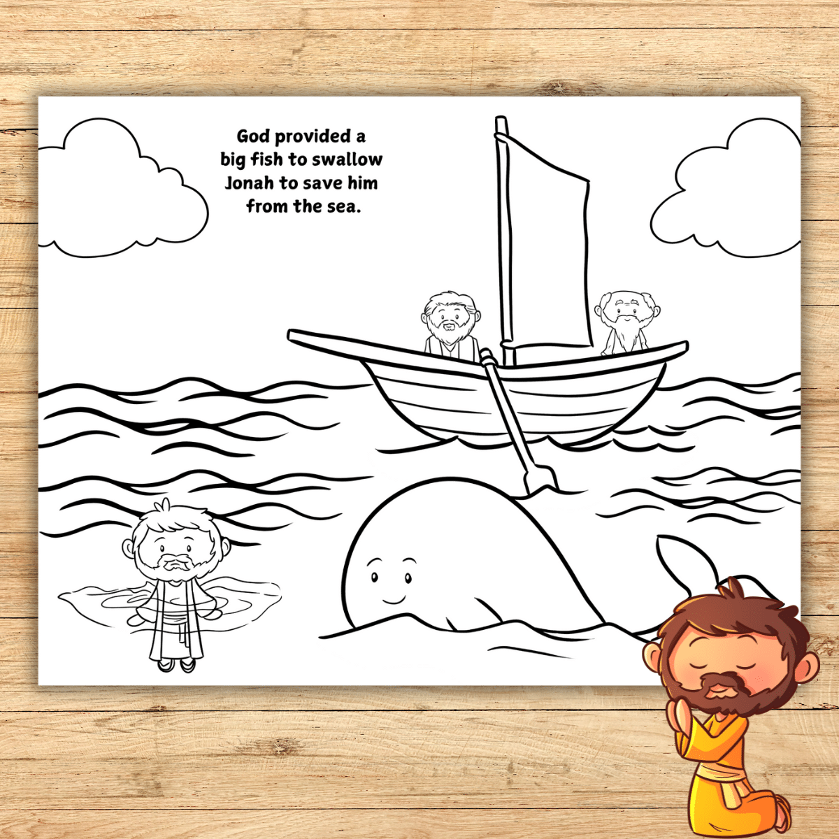 Jonah And The Big Fish Coloring Page Free Printable Simply Full Of Delight