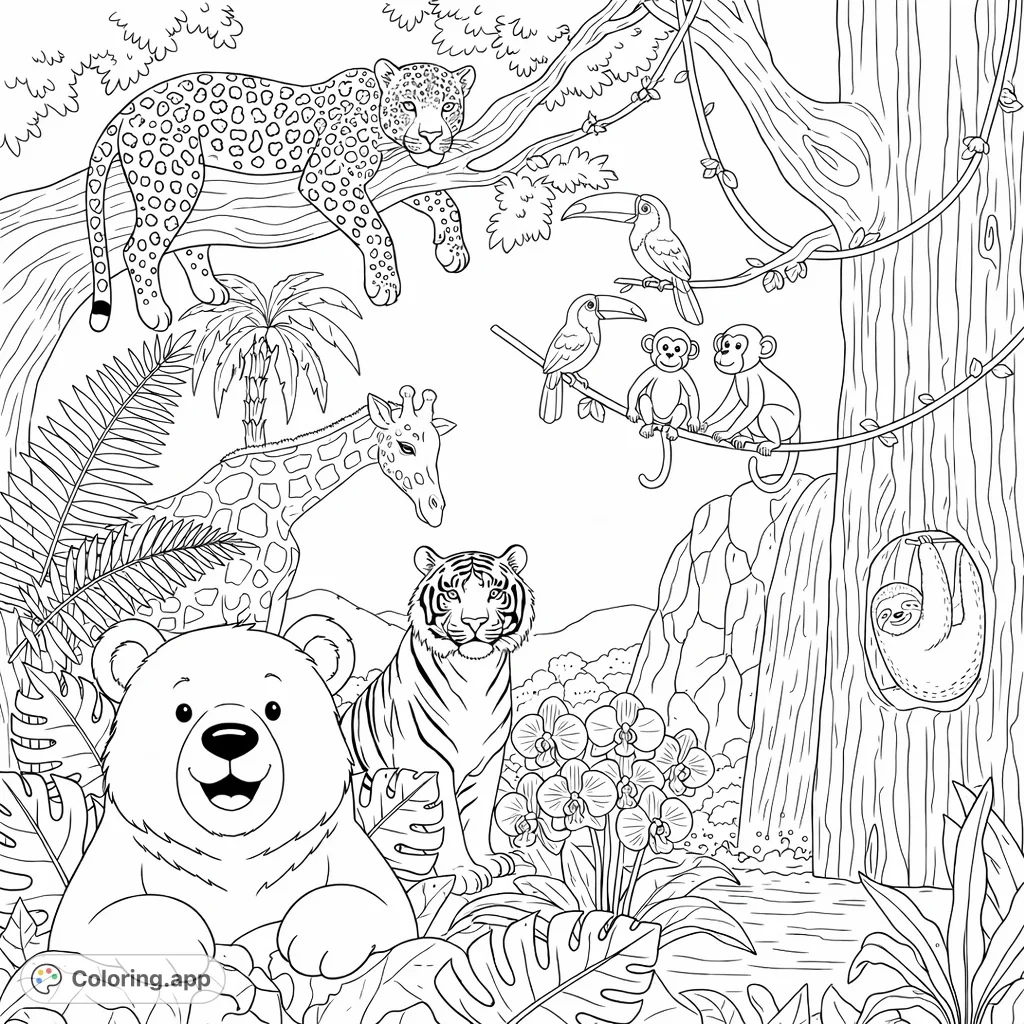 coloring pages of rainforest animals free printable