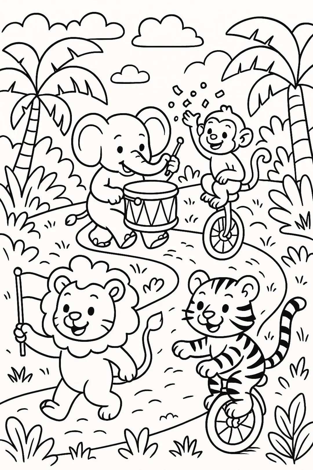 jungle animal coloring pages