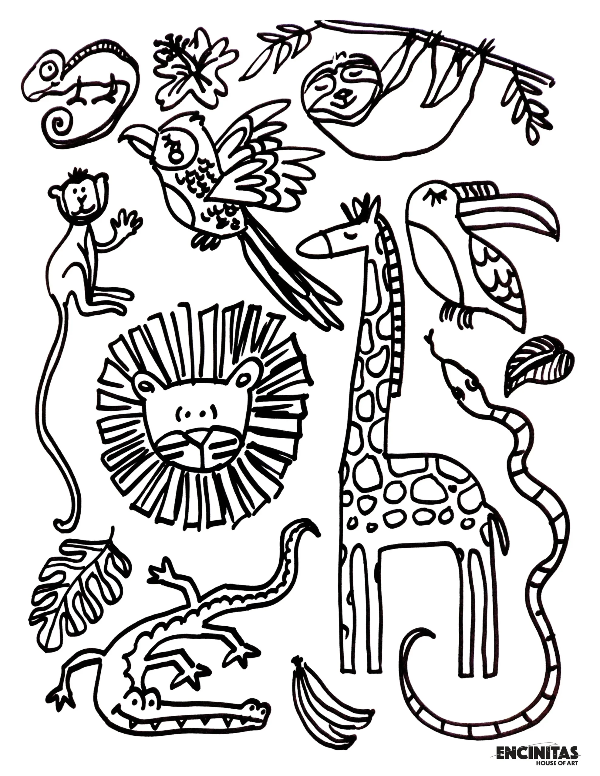 Jungle Animals Coloring Page Encinitas House Of Art Jungle Animals Coloring Page Encinitas House Of Art