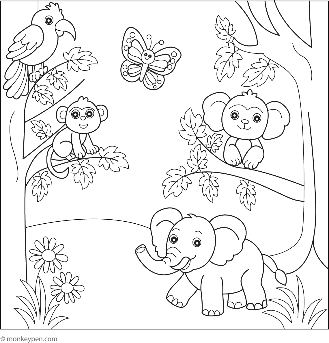 Jungle Free Printable Coloring Page PDF Jungle Free Printable Coloring Page PDF
