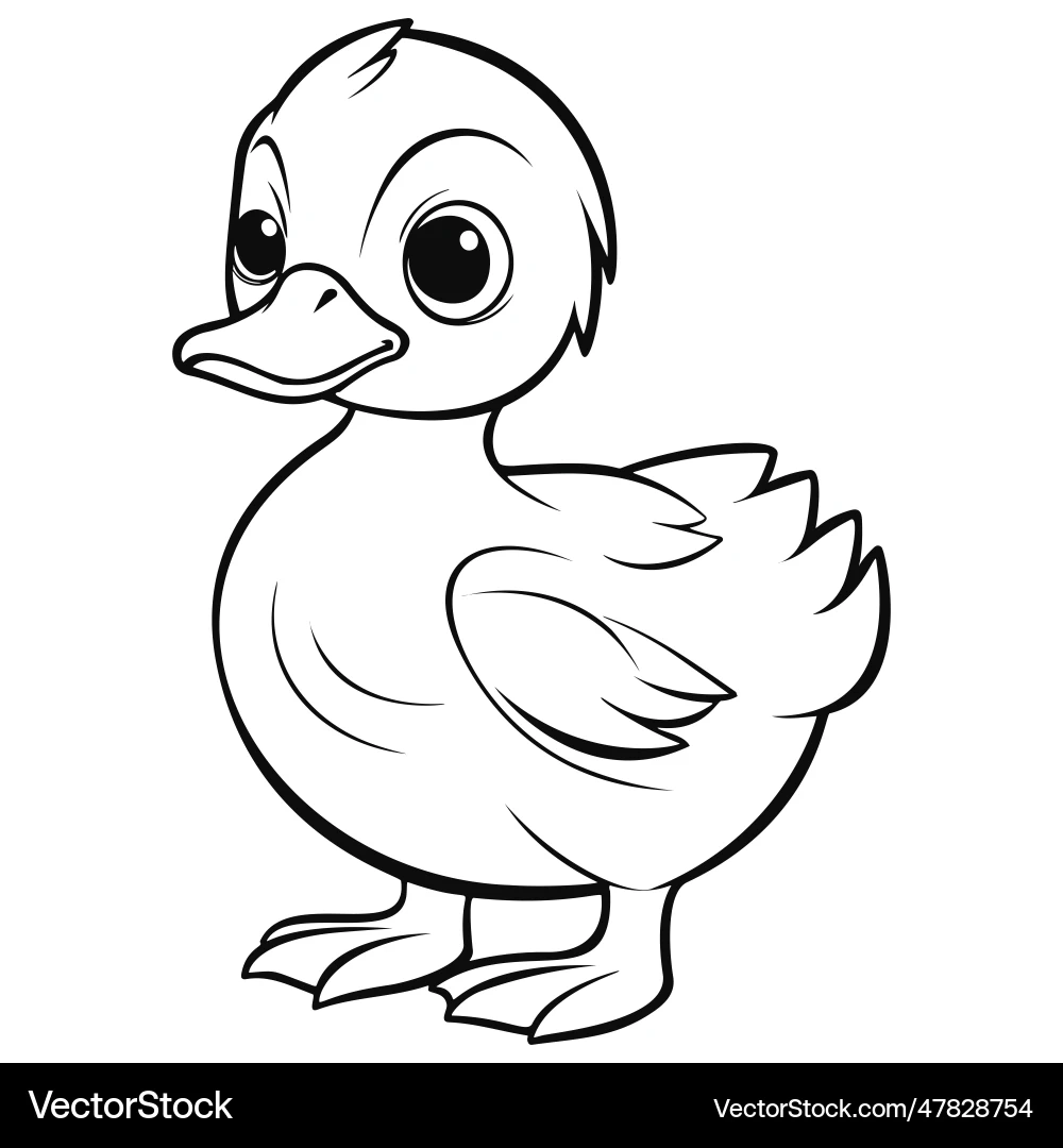 Kawaii Duck Coloring Page Royalty Free Vector VectorStock