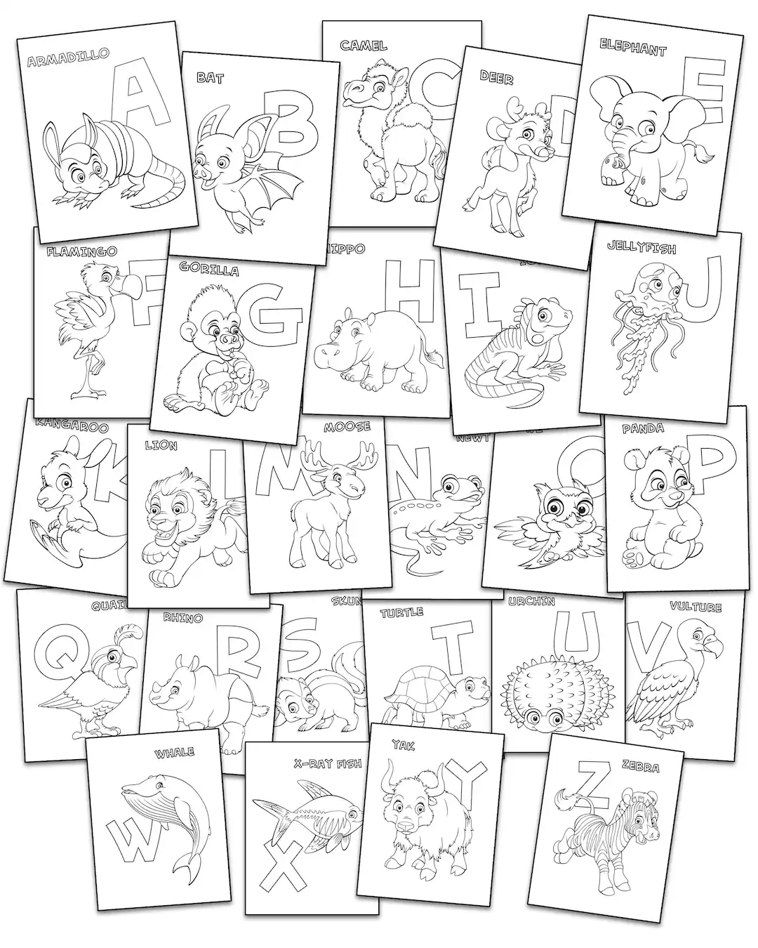 coloring pages alphabet animals
