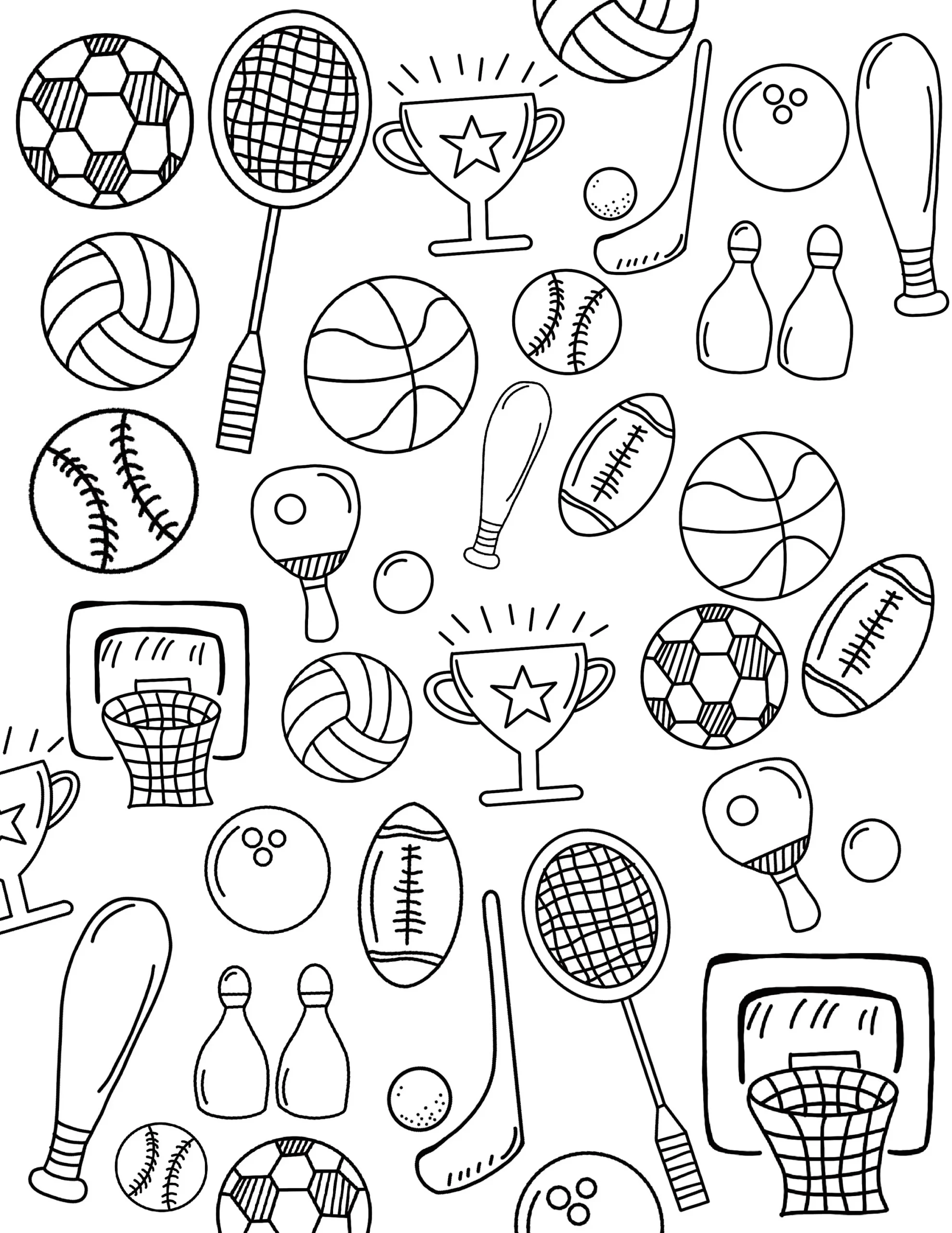 Kids Sports Coloring Page Summertime Fun digital Download Etsy Israel