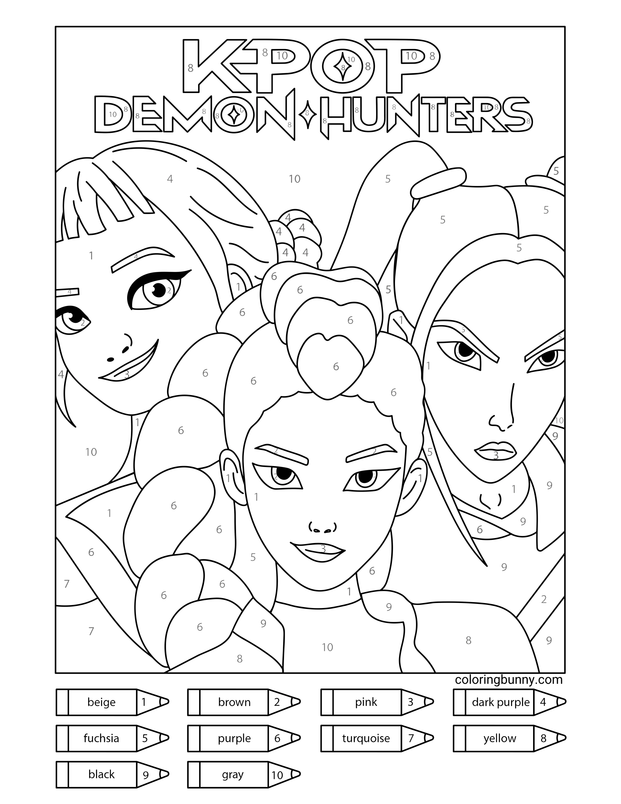 KPop Demon Hunters Coloring Pages 104 Free Printable PDFs 