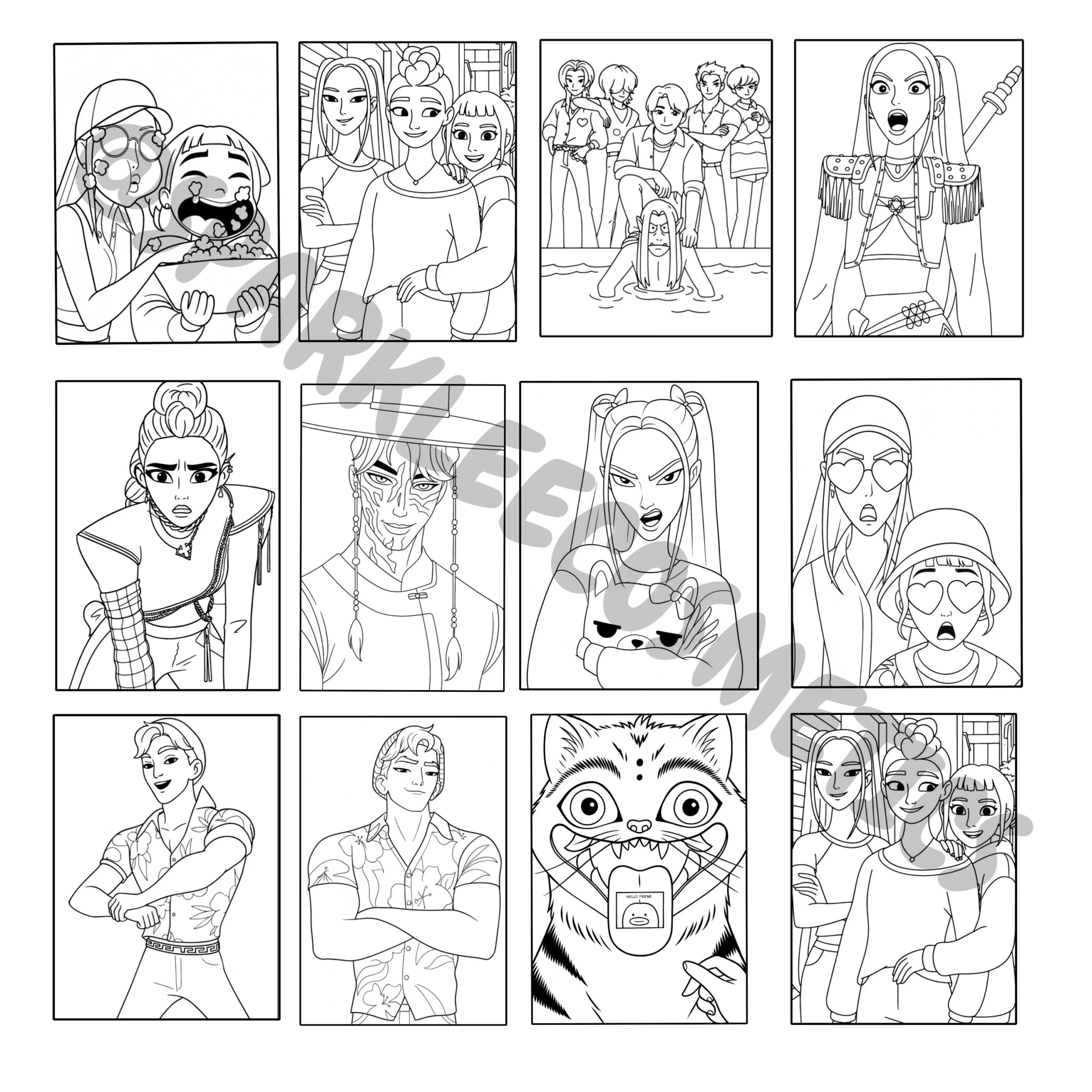 KPOP DEMON HUNTERS Coloring Pages Etsy