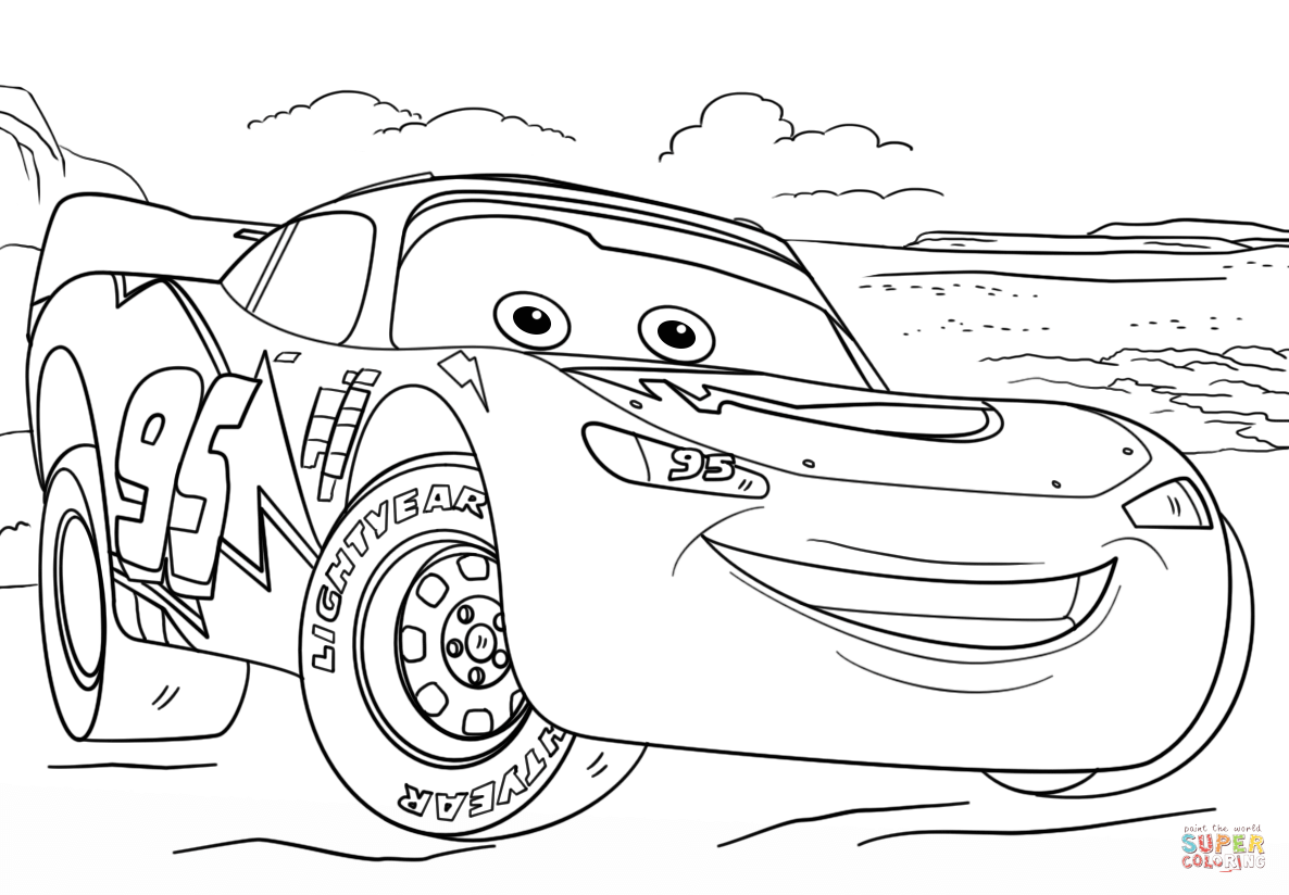 Lightning McQueen From Cars 3 Coloring Page Free Printable