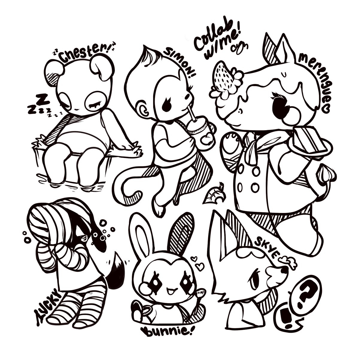 animal crossing chester coloring page