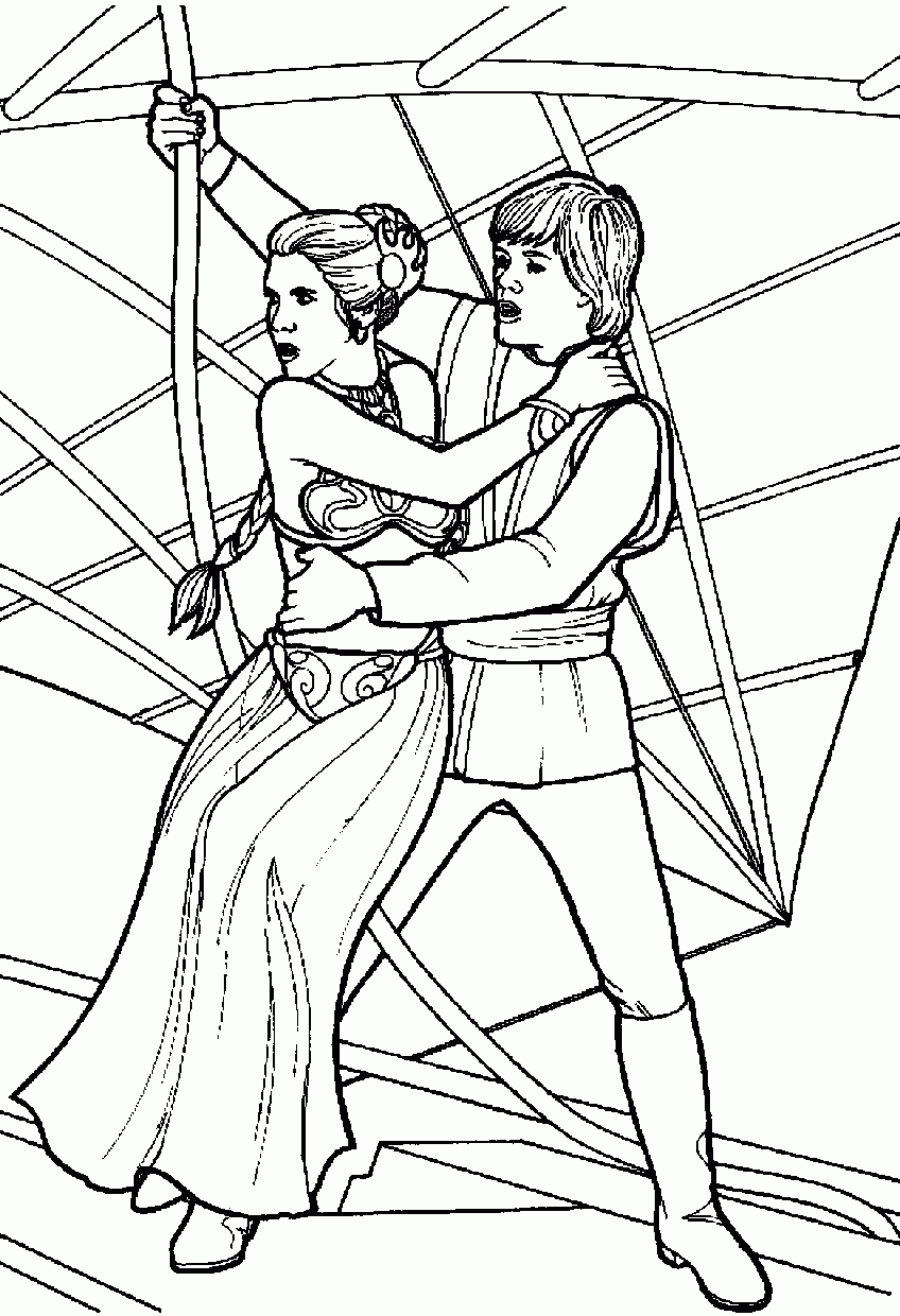 Luke Skywalker And Princess Leia Star Wars Coloring Pages