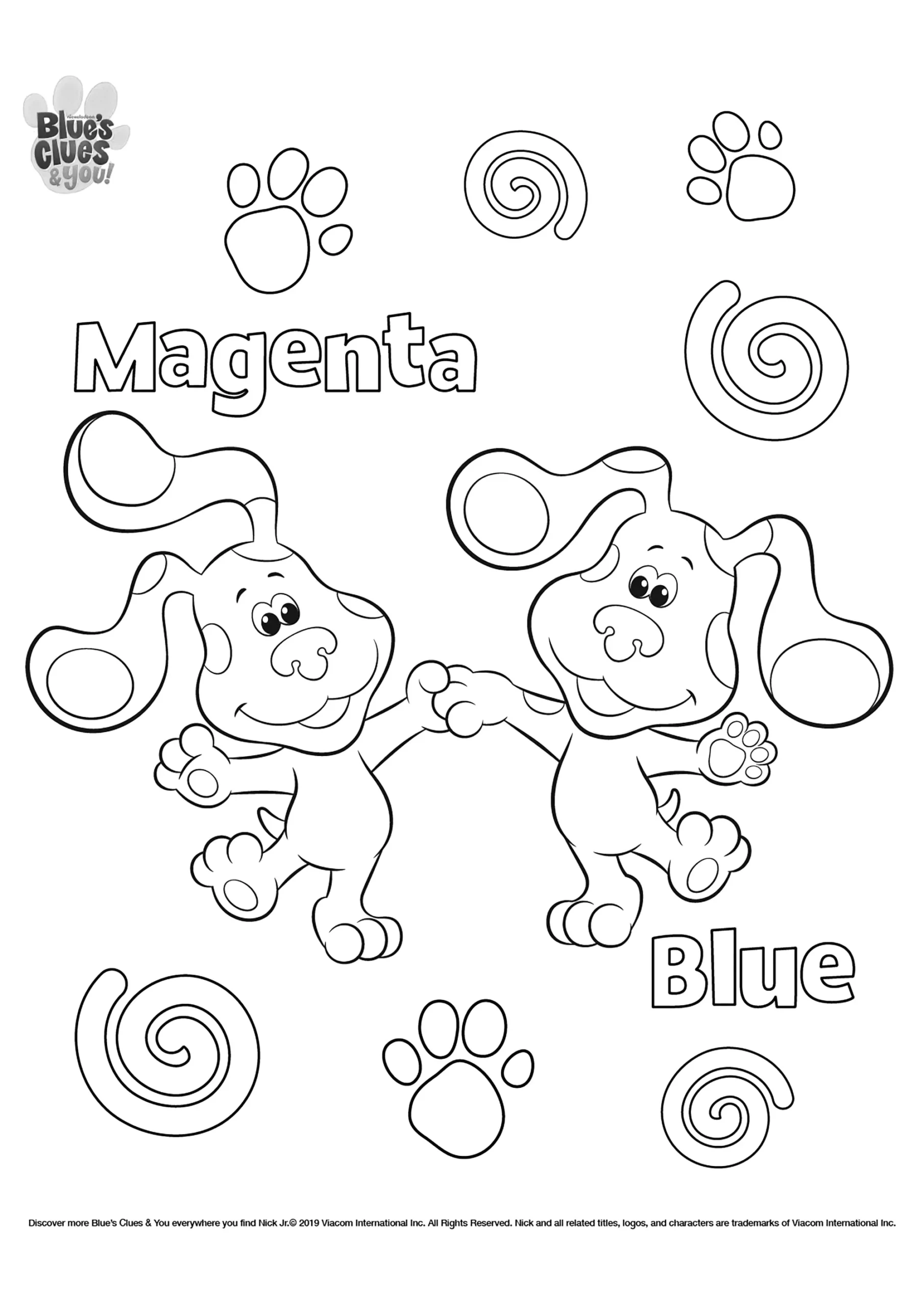 Magenta And Blue Blue s Clues Coloring Pages