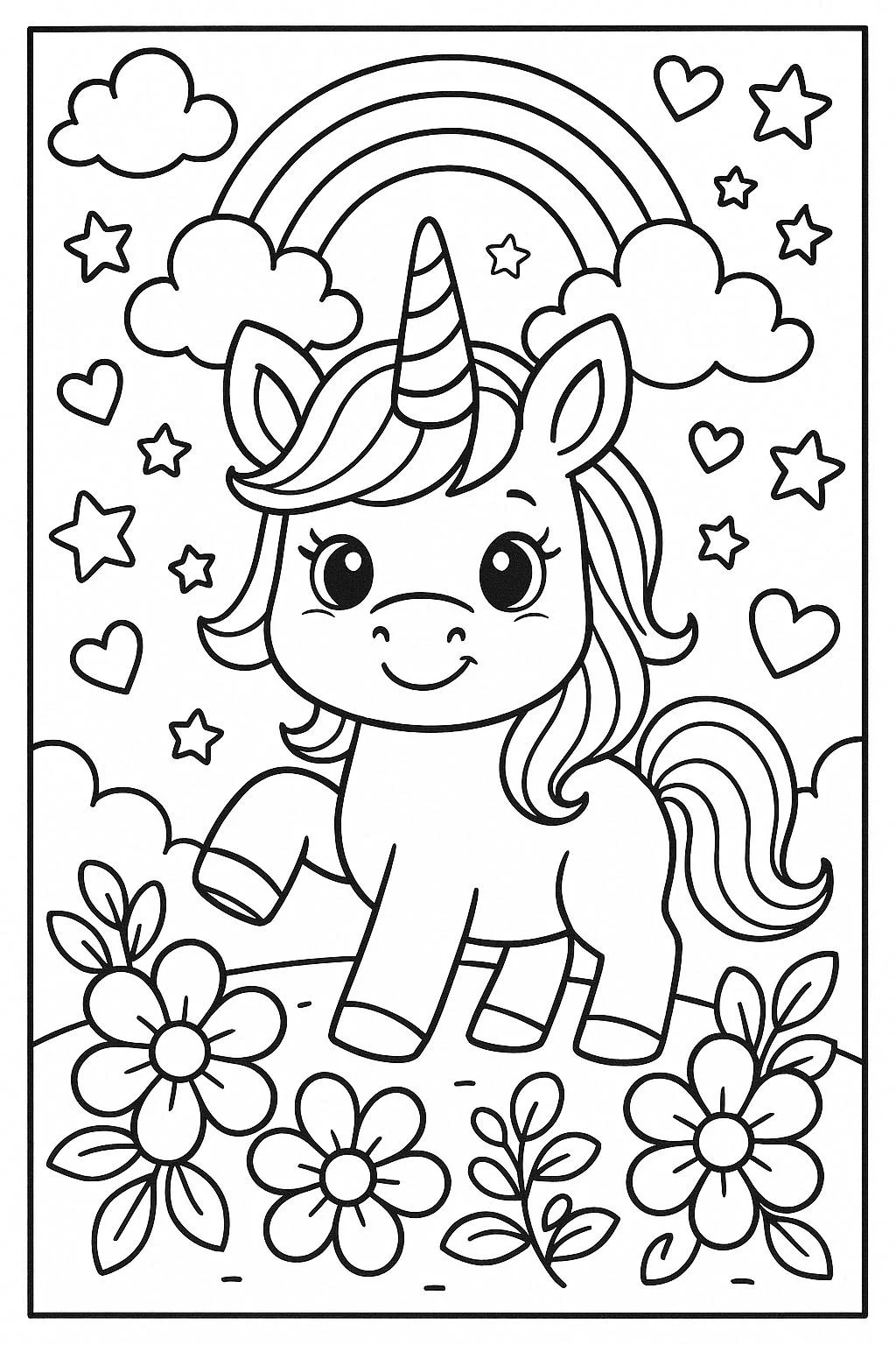rainbow and unicorn coloring pages