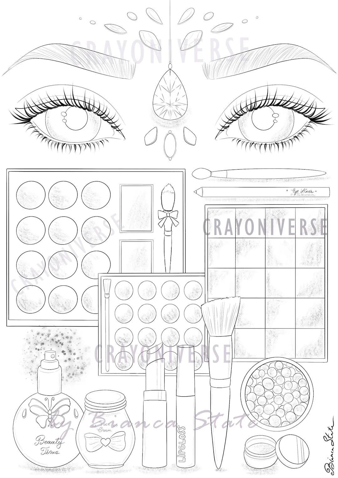 Make up Time Coloring Page For Adults Lineart Illustration JPG PDF Etsy Make up Time Coloring Page For Adults Lineart Illustration JPG PDF Etsy