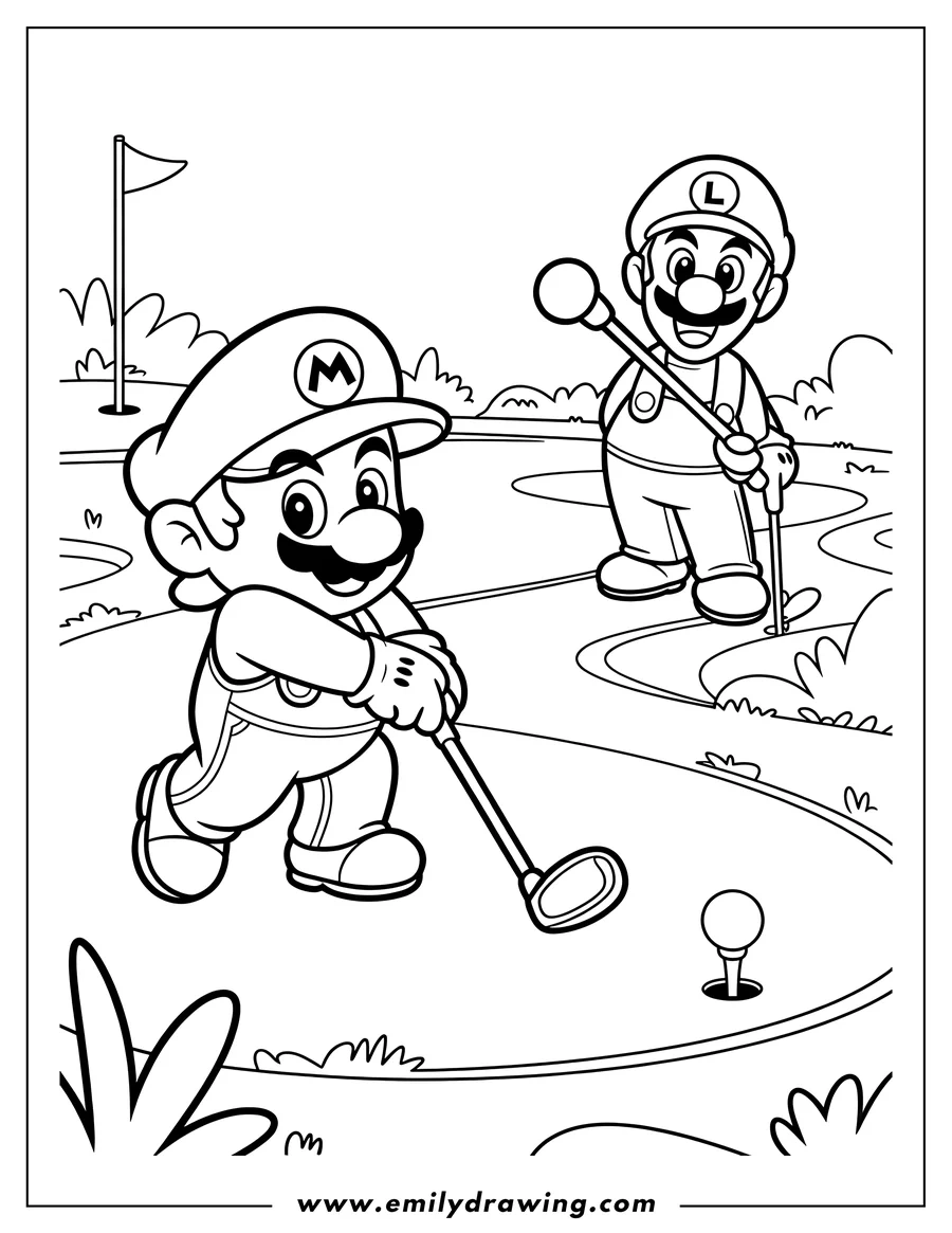mario and luigi color pages