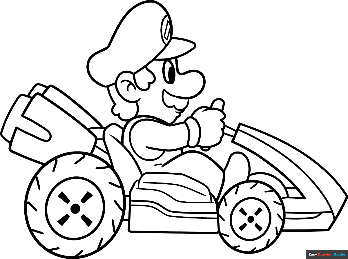 Mario Kart Coloring Page Easy Drawing Guides