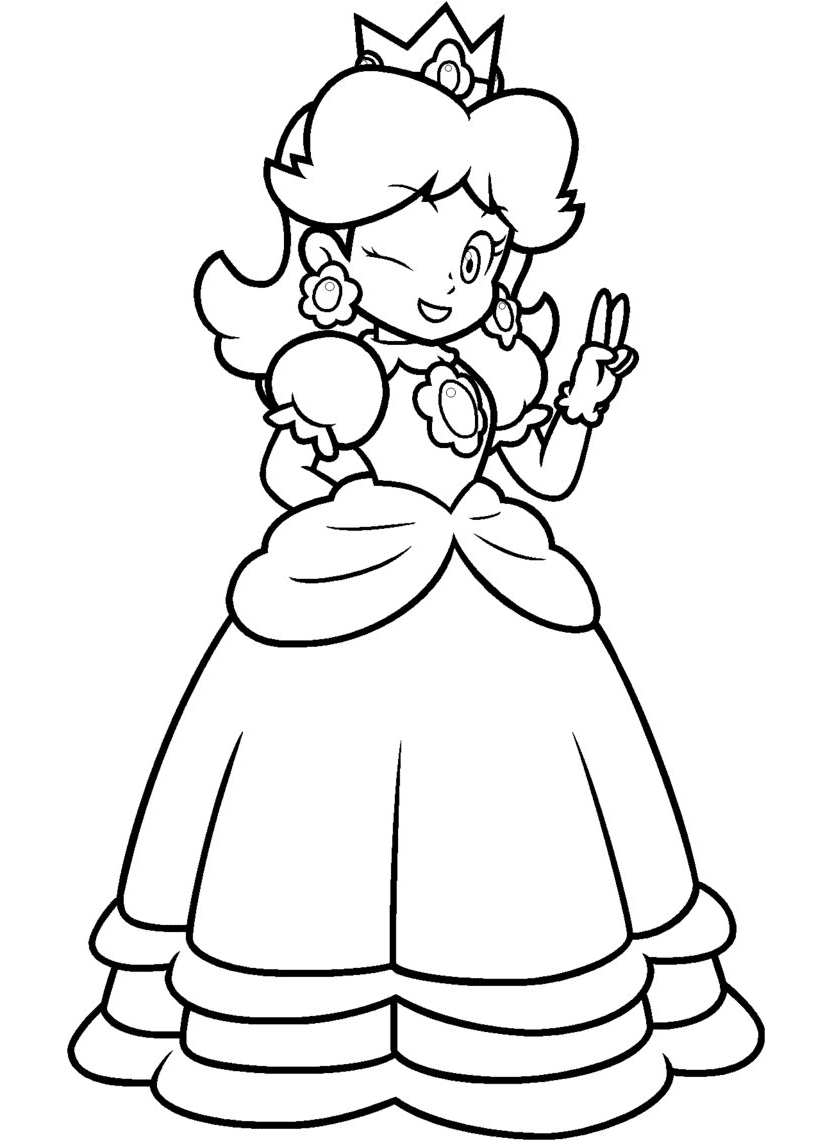 Mario Princess Daisy Coloring Page Free Printable