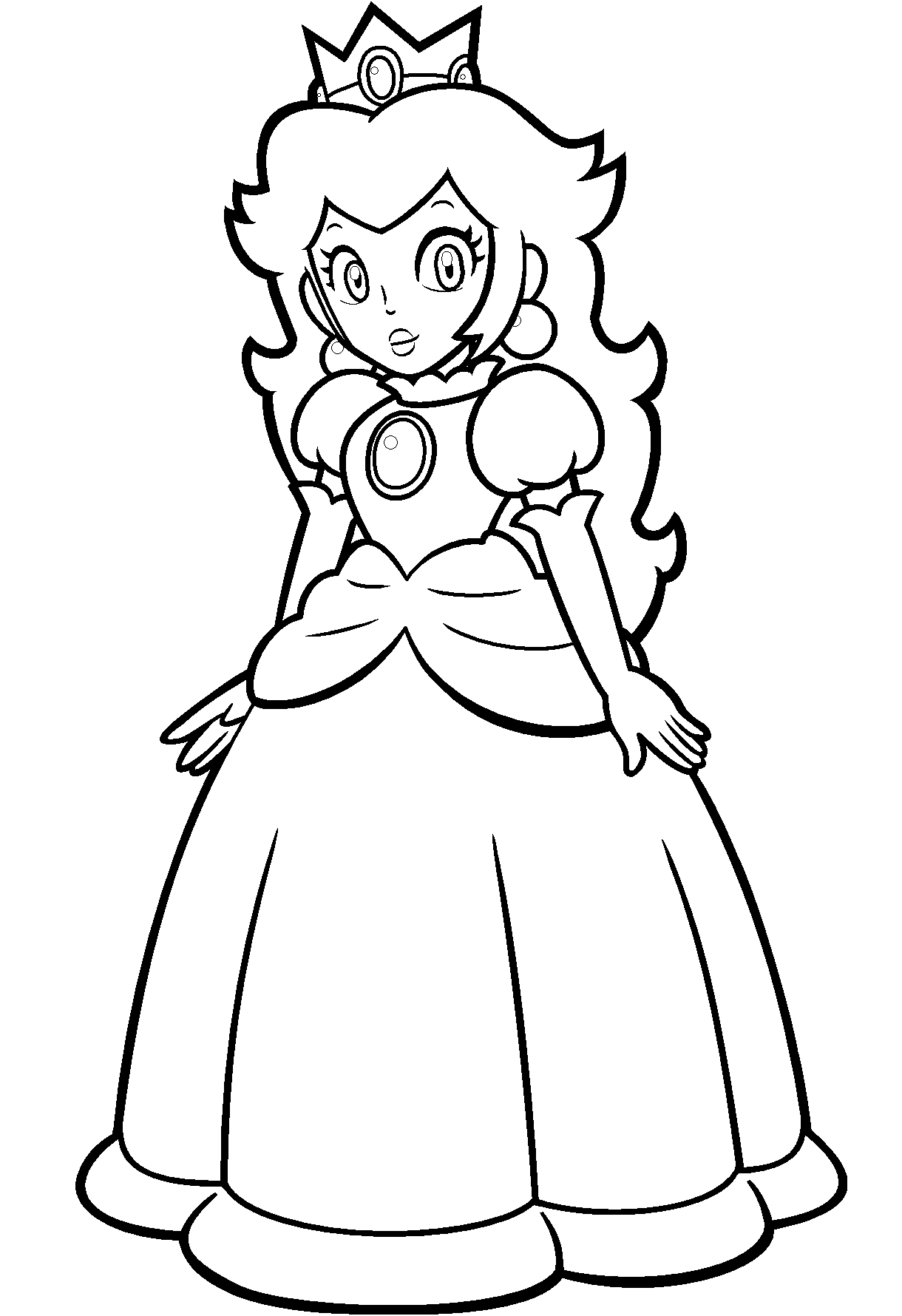 Mario Princess Peach Coloring Page Free Printable