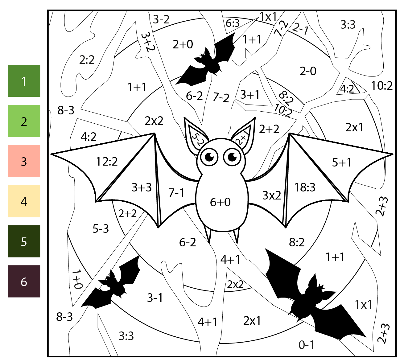 Math Color By Number Bat Coloring Page Free Printable Math Color By Number Bat Coloring Page Free Printable