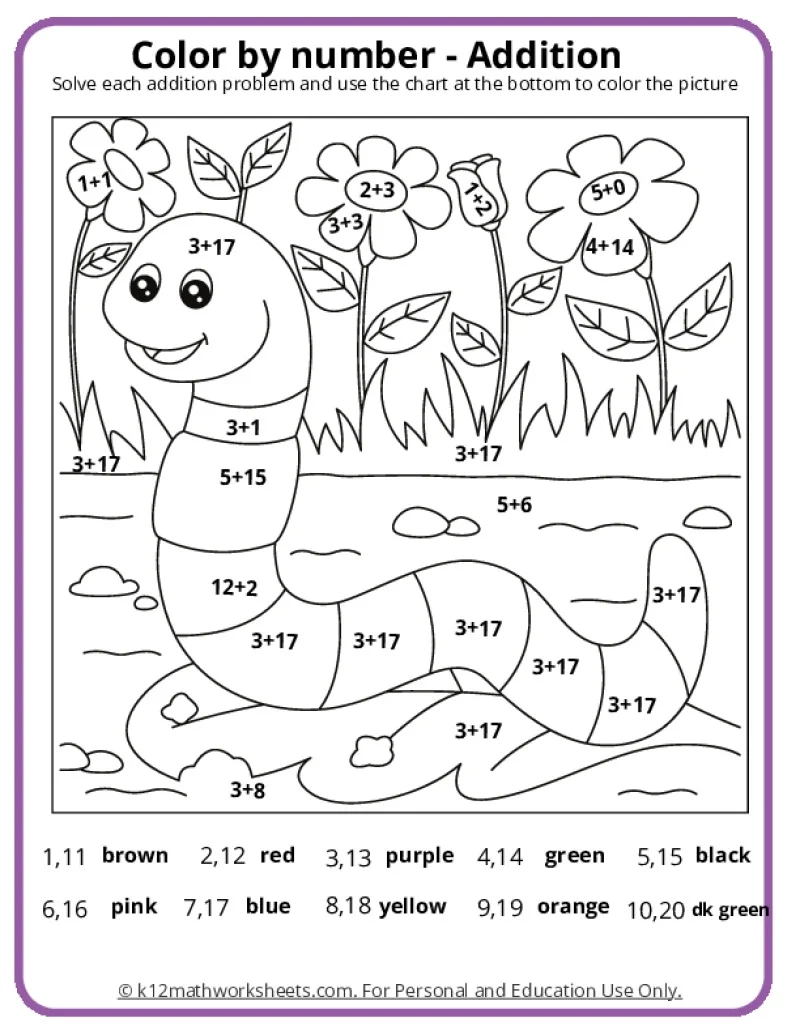 color by number 3rd grade