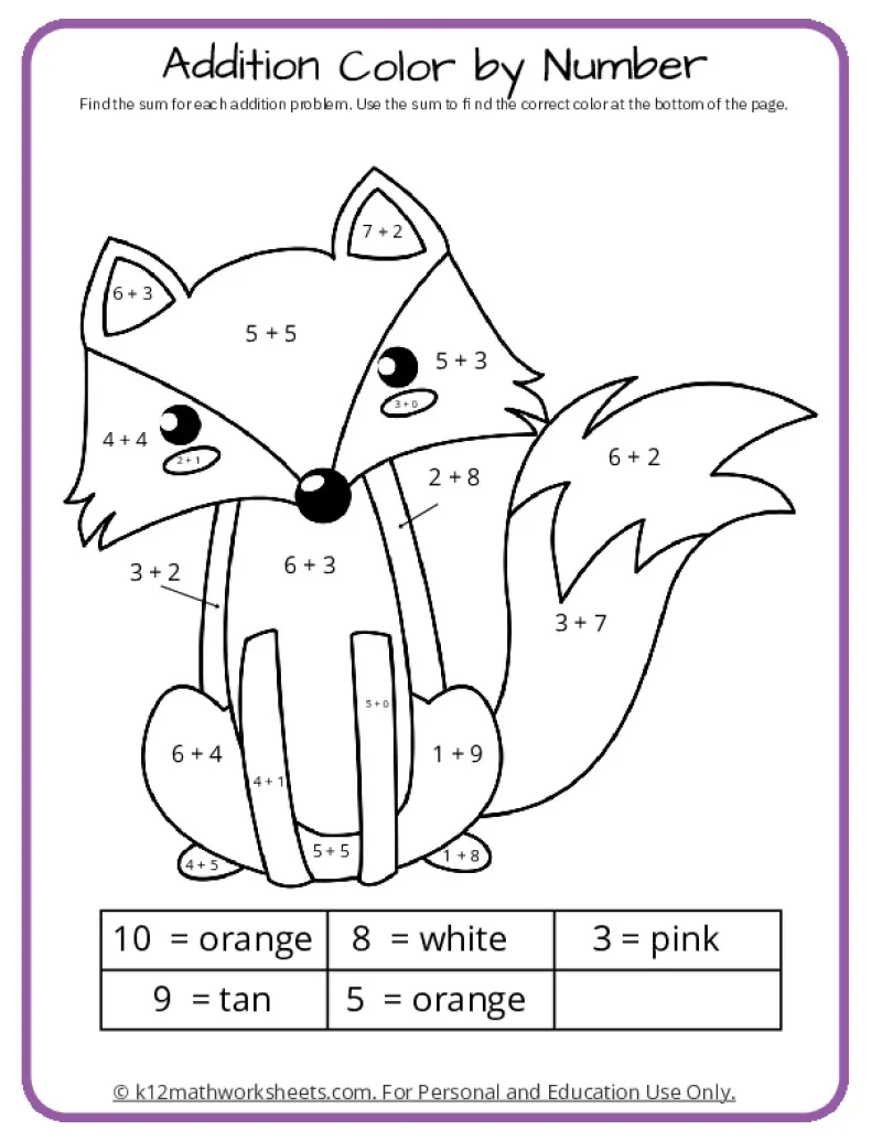 Math Coloring Pages Printable PDFs By K12mathworksheets