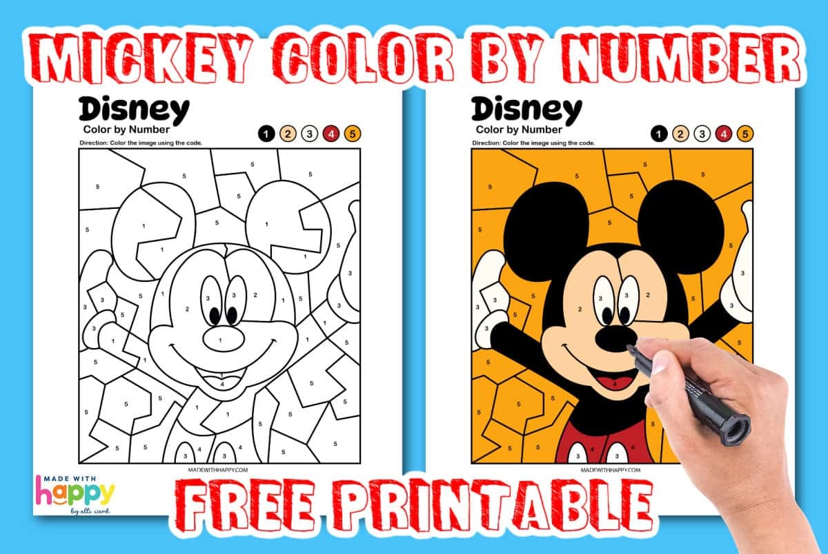 color by number mickey mouse color by number mickey mouse