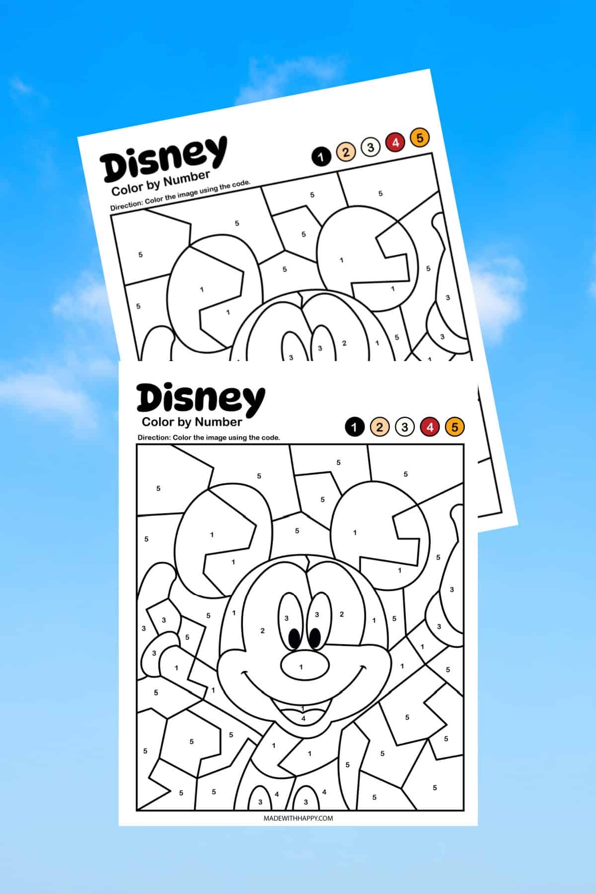 Mickey Mouse Color By Number Made With HAPPY