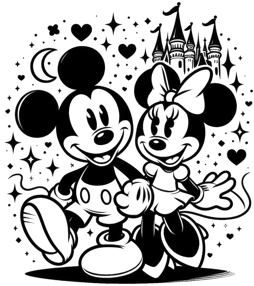 coloring pages minnie and mickey