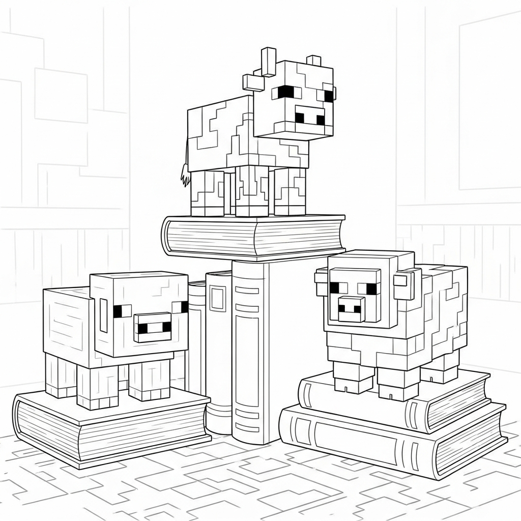 Minecraft Animals On Books Coloring app Minecraft Animals On Books Coloring app