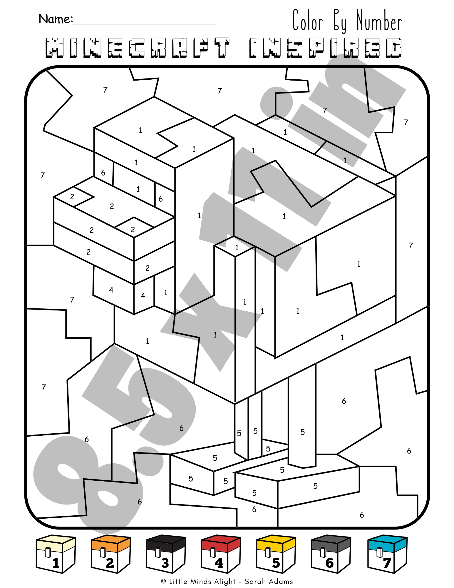 Minecraft Color By Number 8 Maths Sheets Teaching Resources