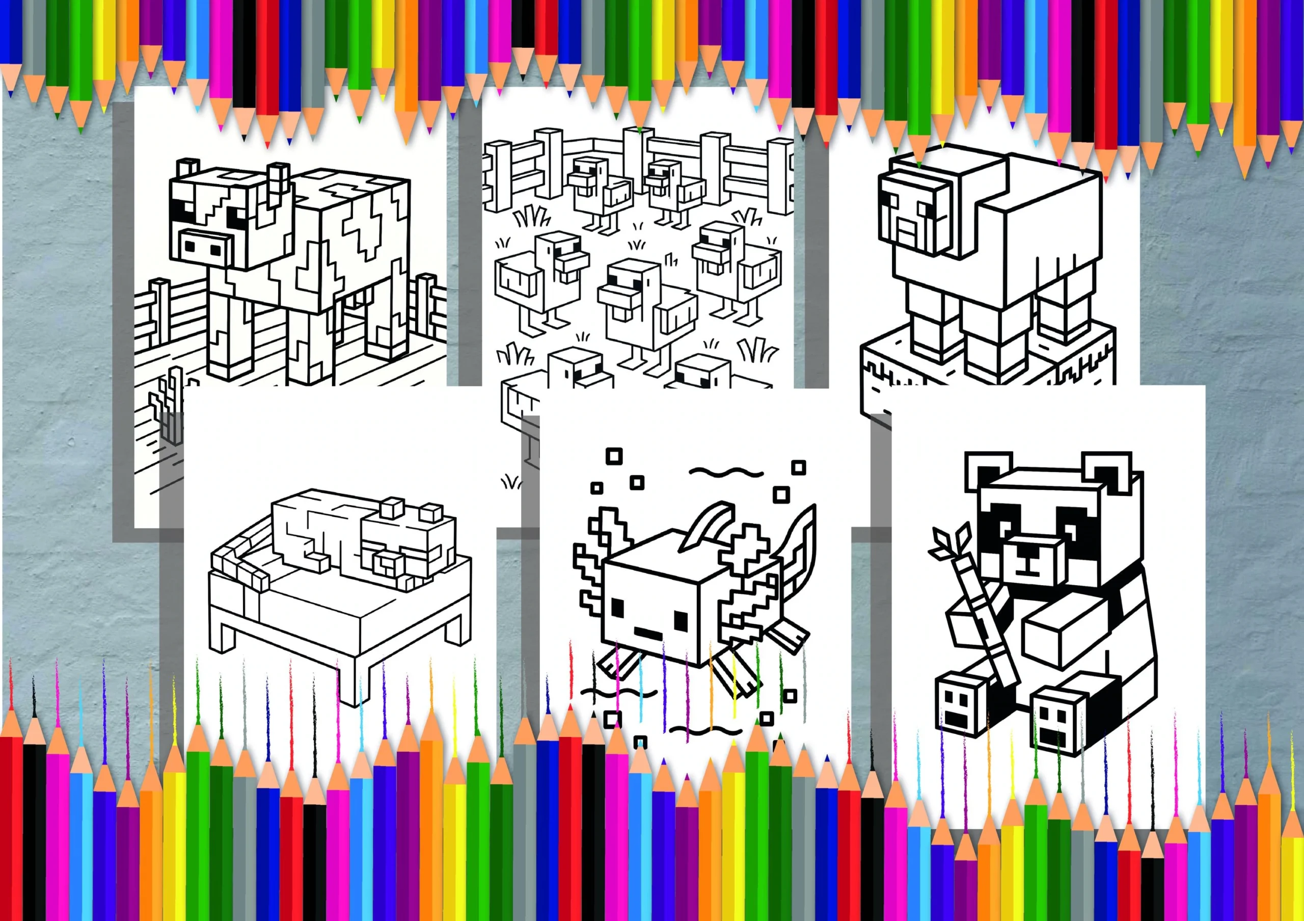 Minecraft inspired Peaceful Mobs Coloring Pages Printable PDF Cat Cow Sheep Chicken Axolotl Panda Etsy Minecraft inspired Peaceful Mobs Coloring Pages Printable PDF Cat Cow Sheep Chicken Axolotl Panda Etsy