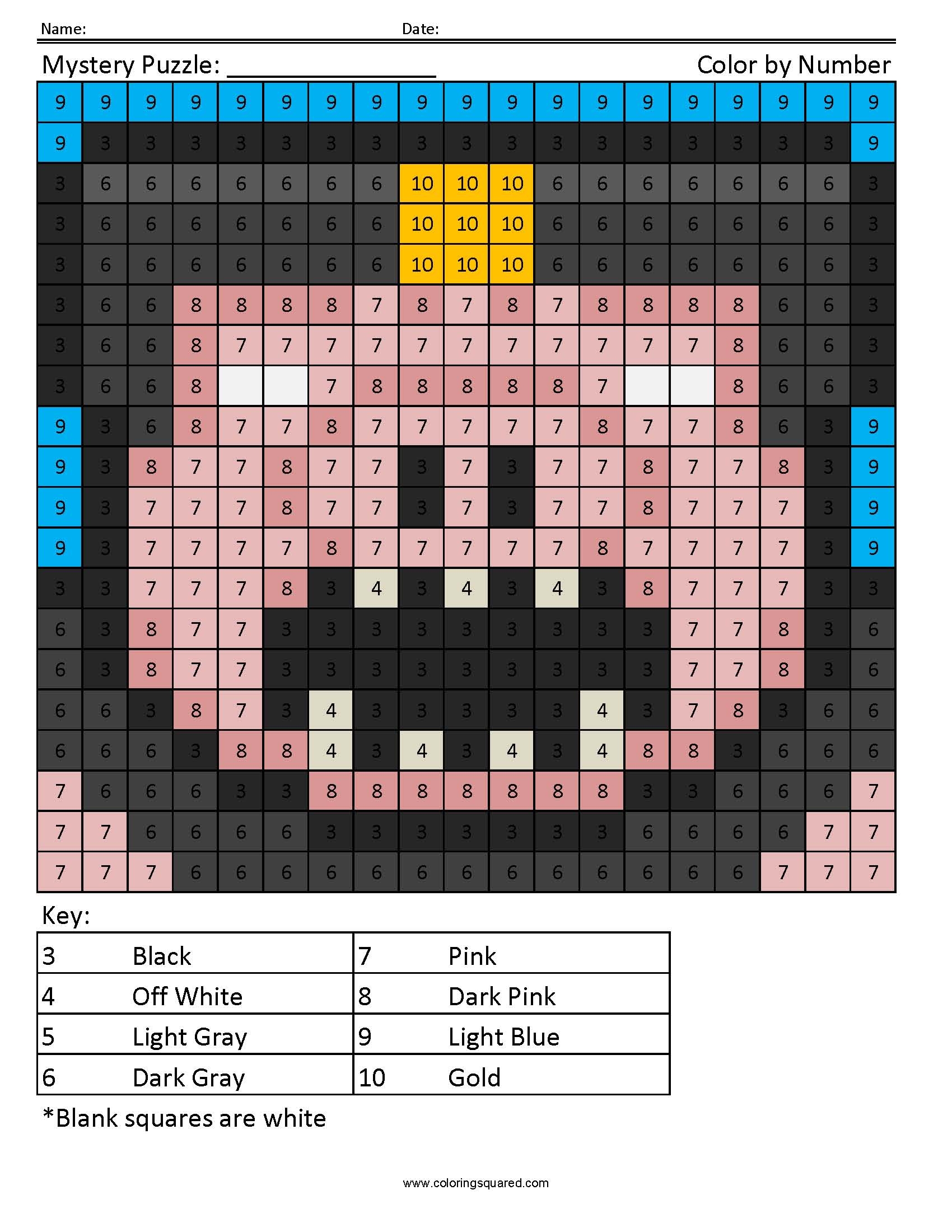 Minecraft Mobs Color By Number Coloring Squared