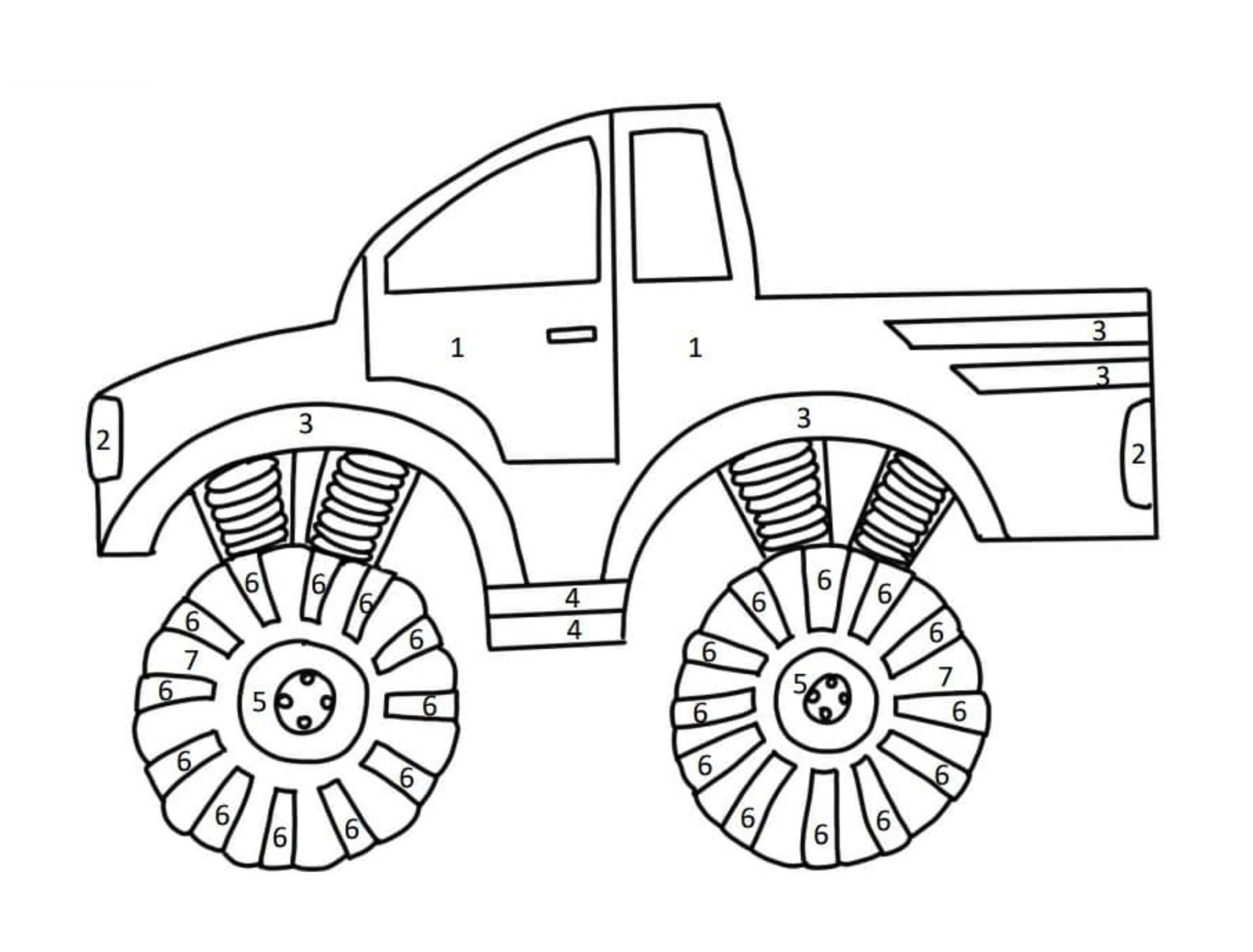 color by number monster truck color by number monster truck