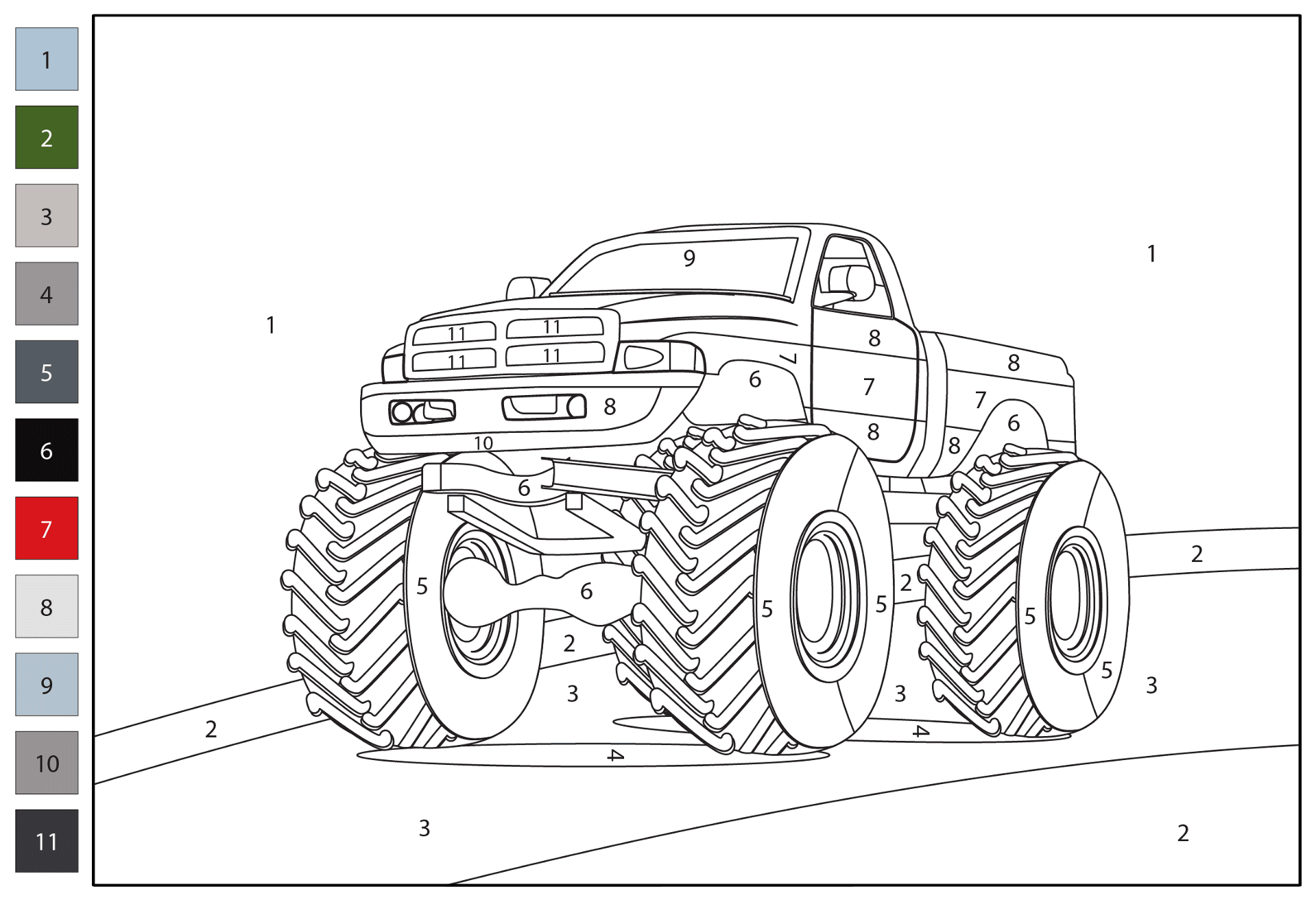 Monster Truck Color By Number Coloring Page Free Printable Monster Truck Color By Number Coloring Page Free Printable