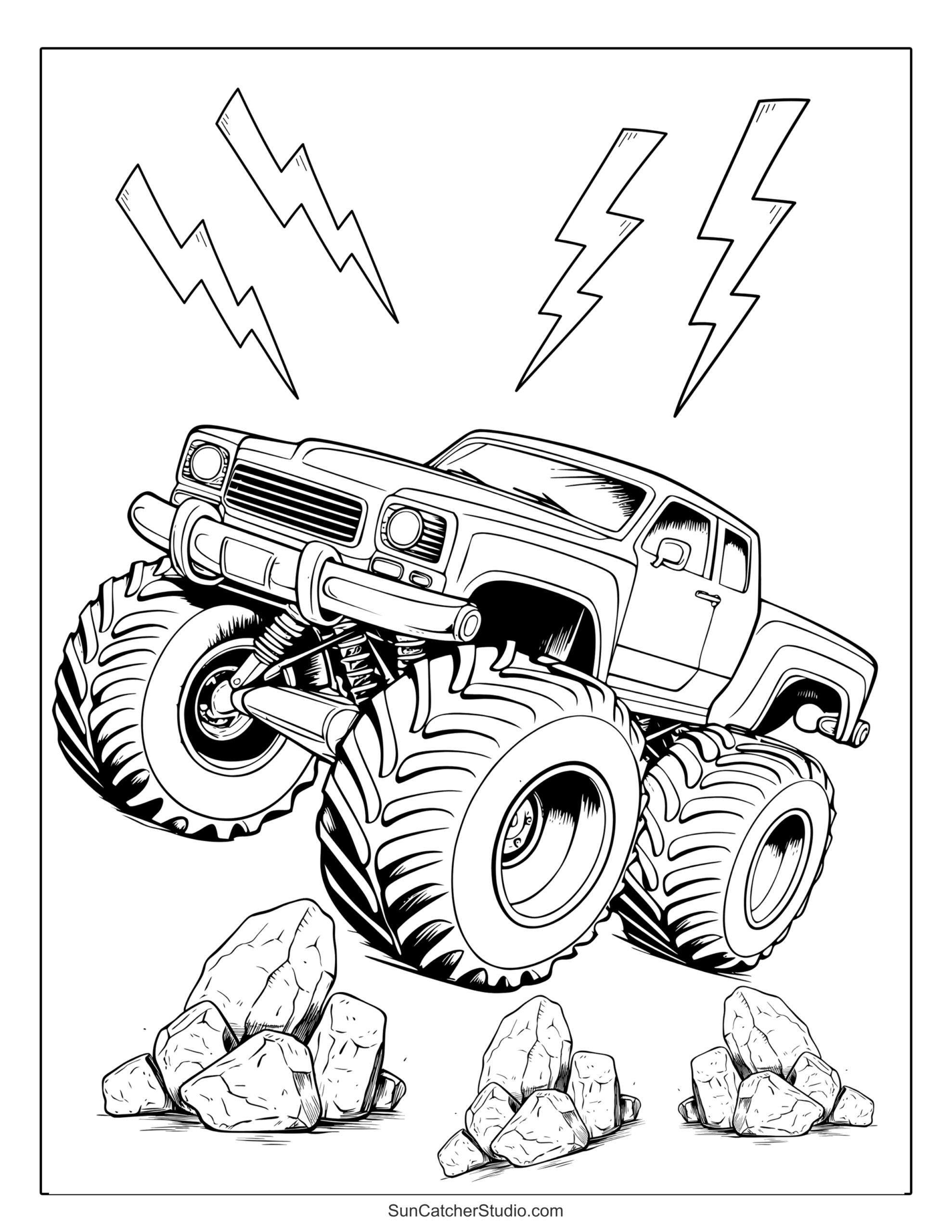 Monster Truck Coloring Pages And Coloring Sheets Free Printables Lettering SVG Files Tools Apps