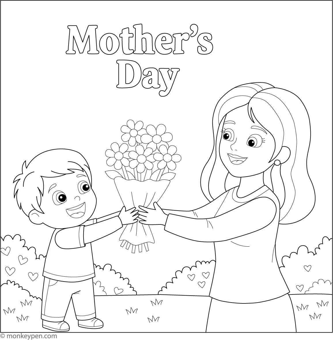 Mother s Day Card Free Kids Coloring Page