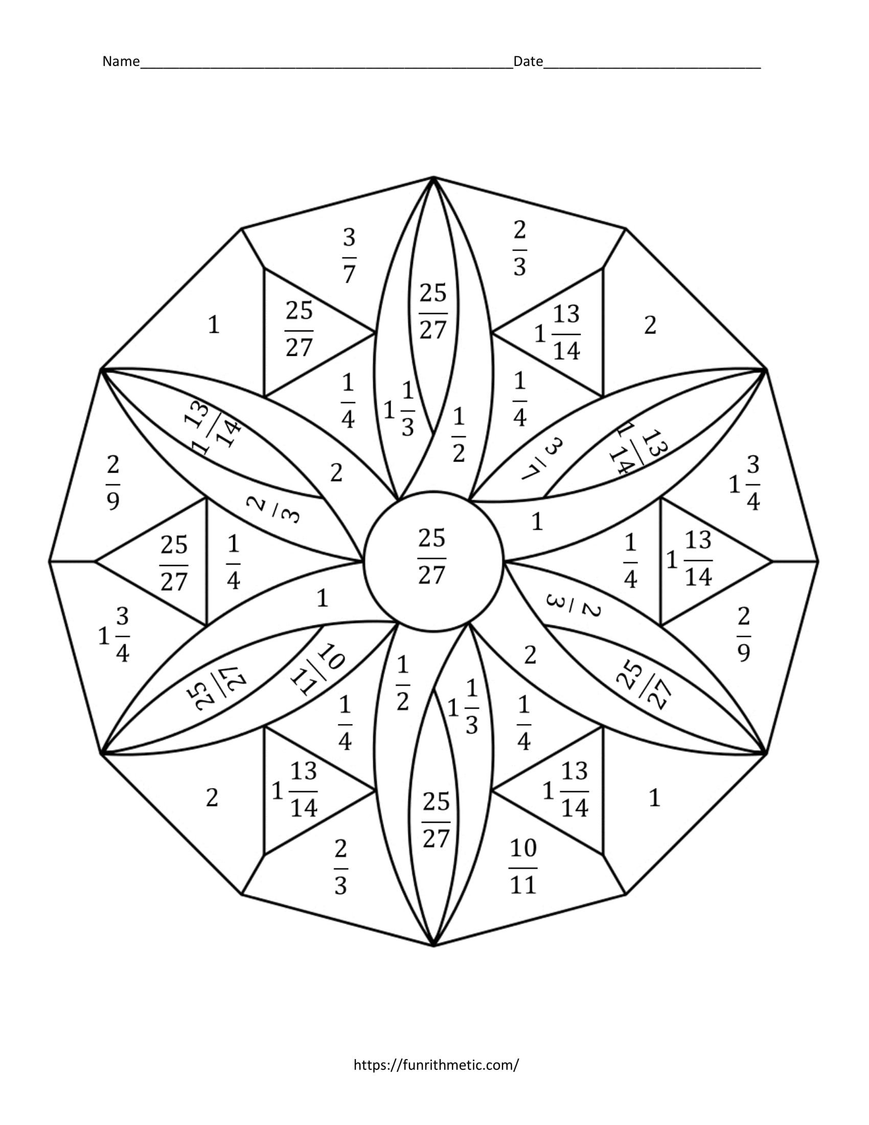 Multiplying Fractions Color By Number Funrithmetic