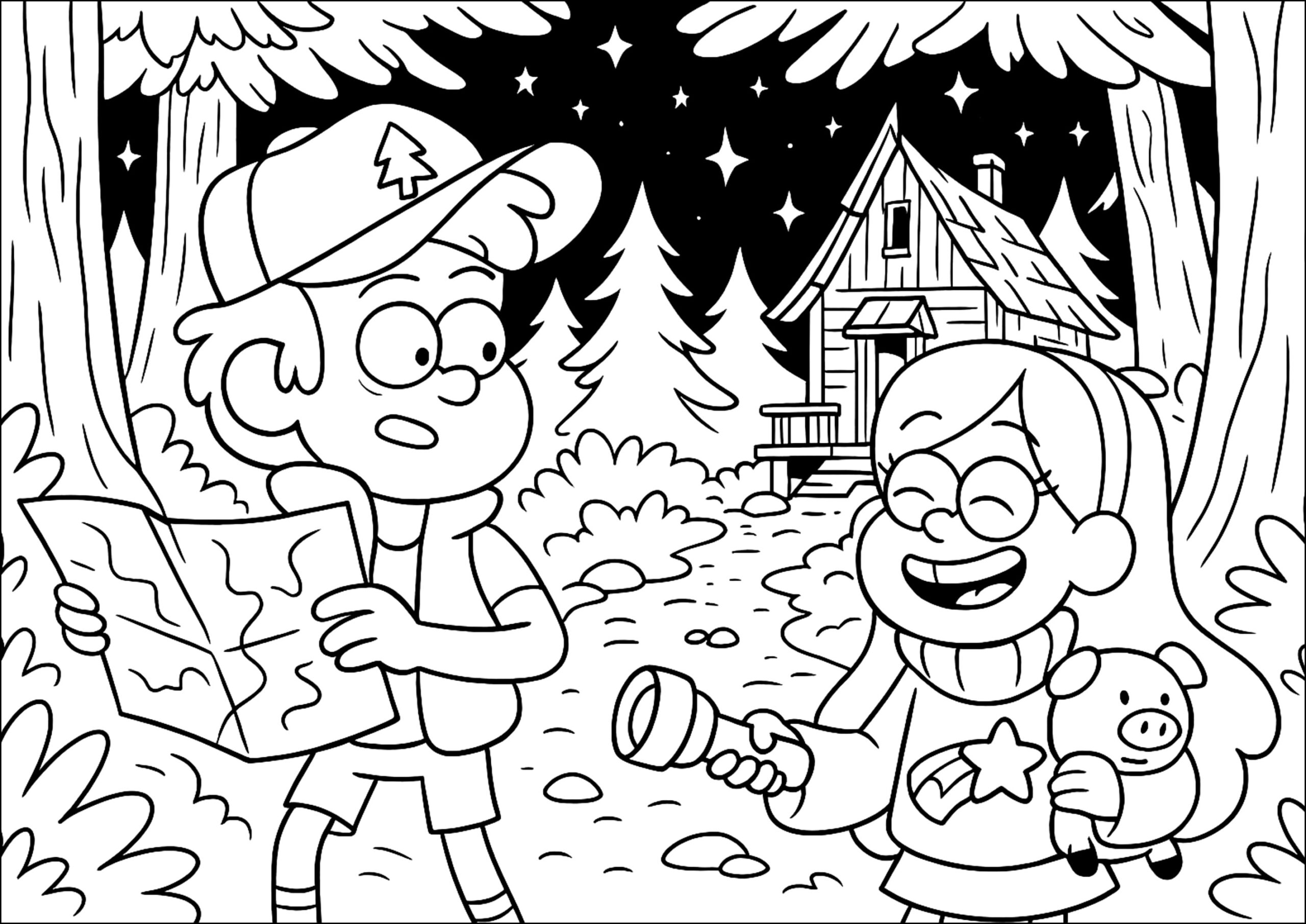 Mysterious Adventure With Dipper And Mabel Gravity Falls Coloring Pages Mysterious Adventure With Dipper And Mabel Gravity Falls Coloring Pages