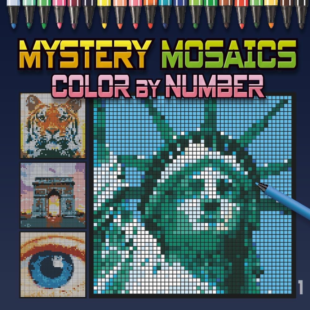 Mystery Mosaics Color By Number Reveal Hidden Pictures One Square At A Time A Relaxing Color By Number Puzzle Book For Teens And Adults Publishing DB 9798283530444 Amazon Books