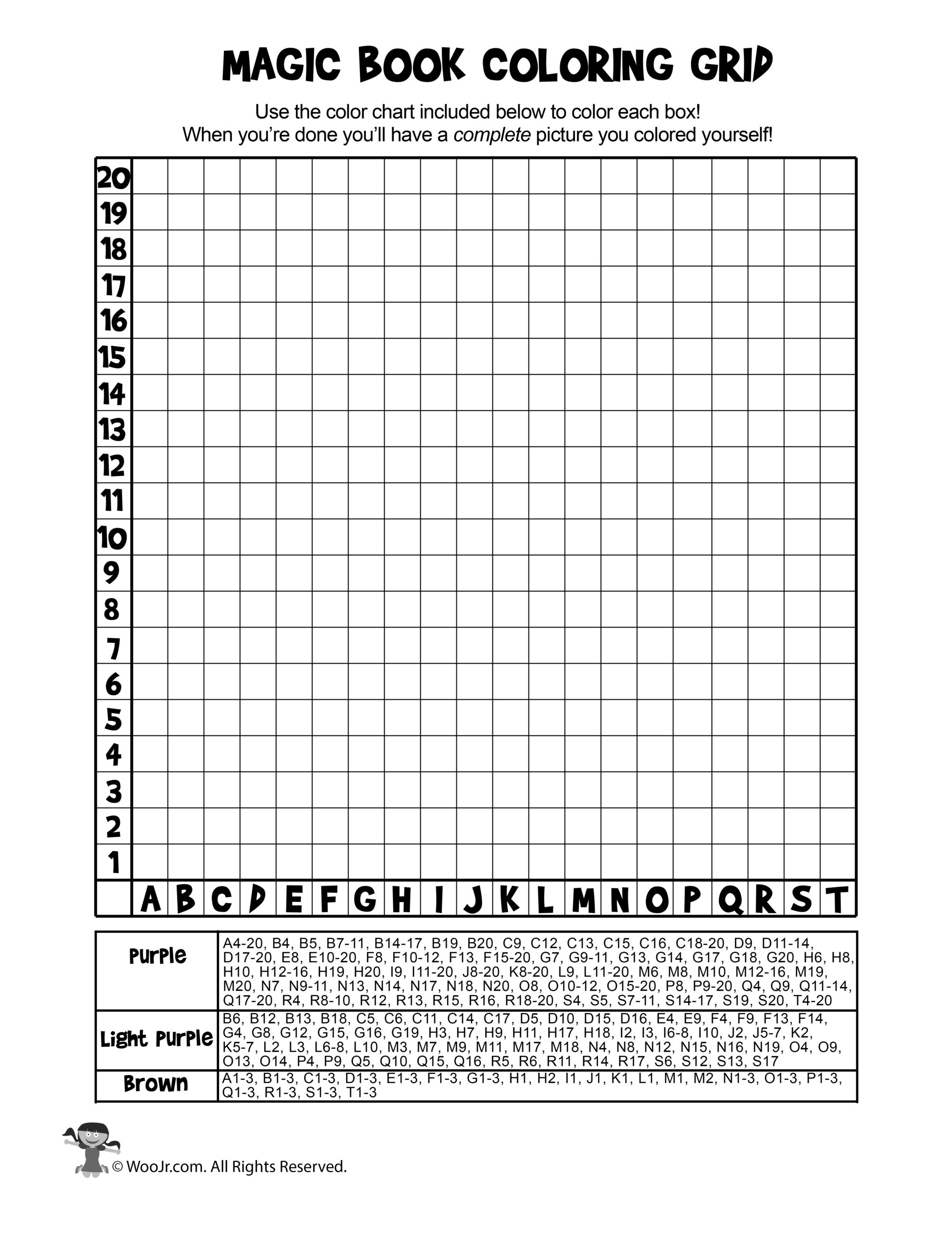 Mystery Picture Grid Coloring Pages Fantasy Fairy Tales Woo Jr Kids Activities Children s Publishing