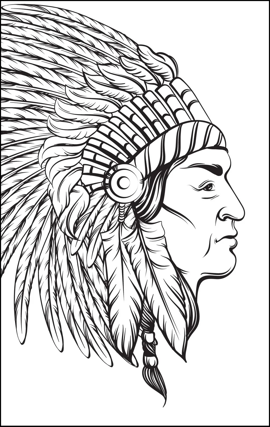 Native American Indians Coloring PDF Book Portraits Chief Headdres Rachel Mintz Coloring Books