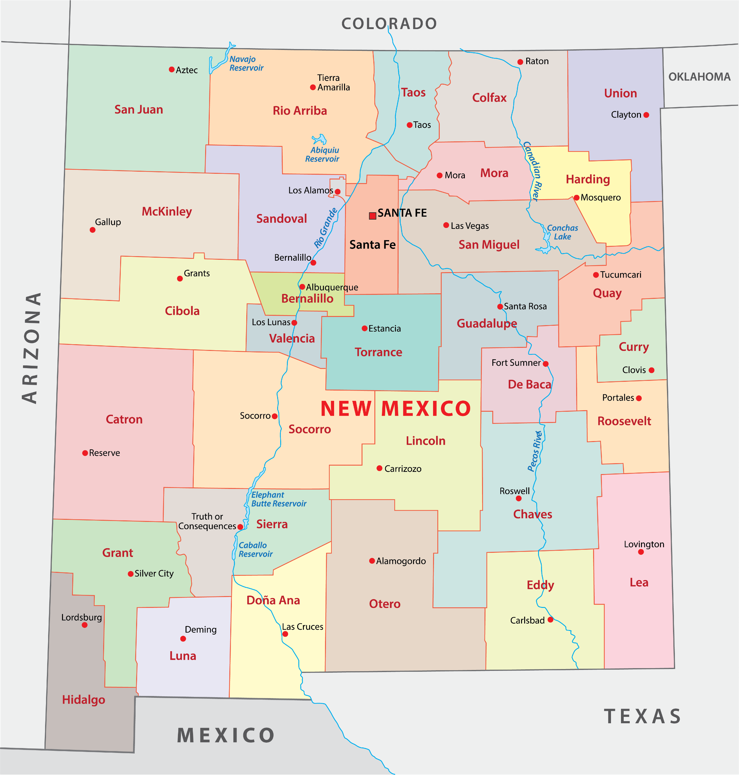 map of new mexico counties